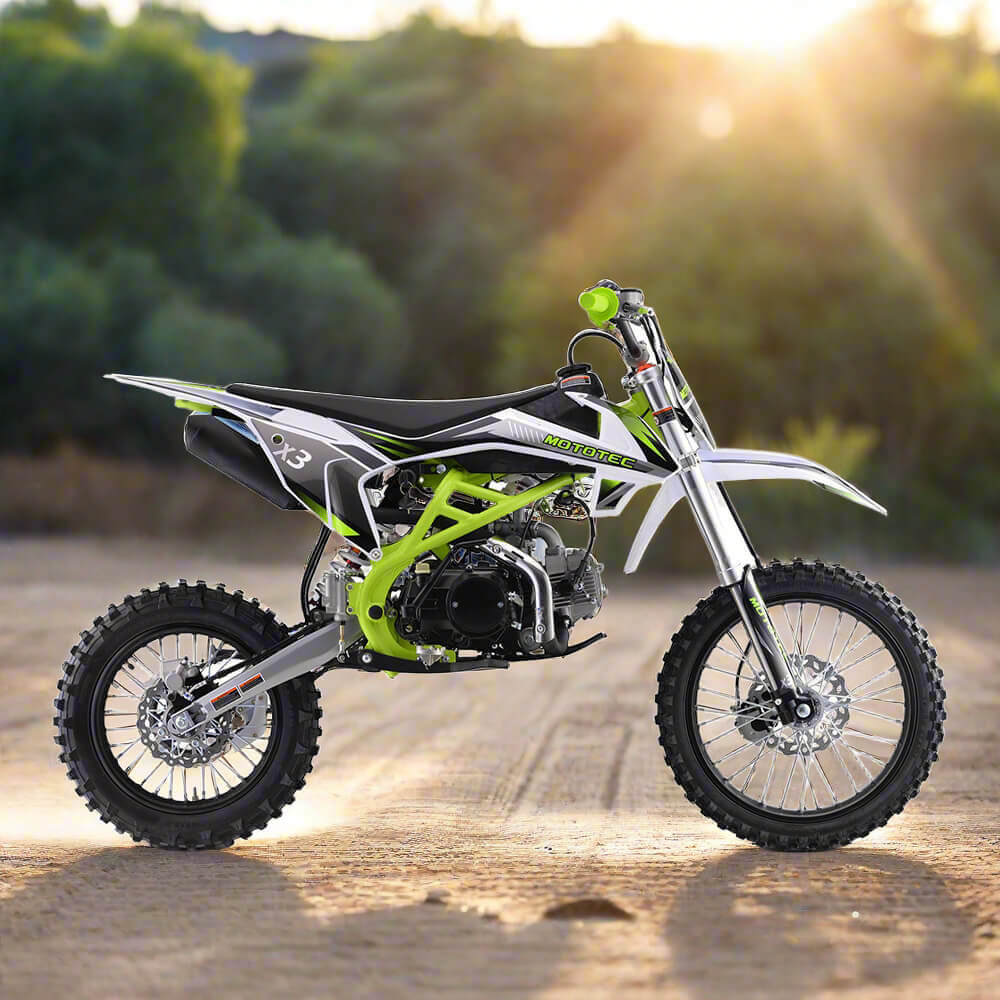 MotoTec X3 125CC 4-Stroke Green Gas-Powered Dirt Bike (95731462) - Energize Trek
