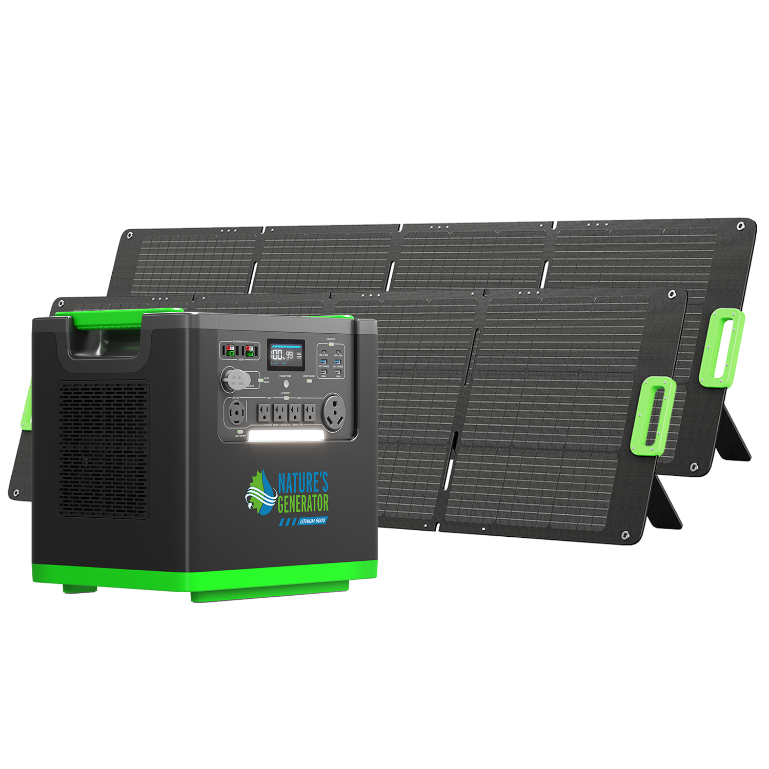Nature's Generator Lithium 6000 with Solar Panel - Energize Trek