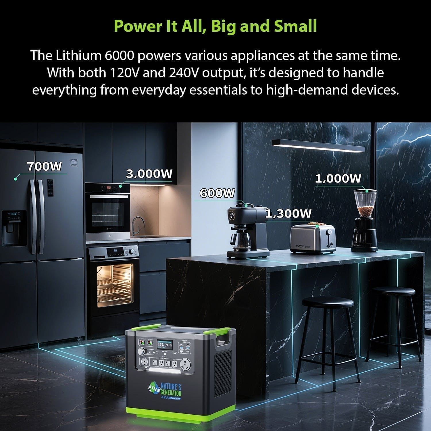Nature's Generator Lithium 6000 with Solar Panel - Energize Trek