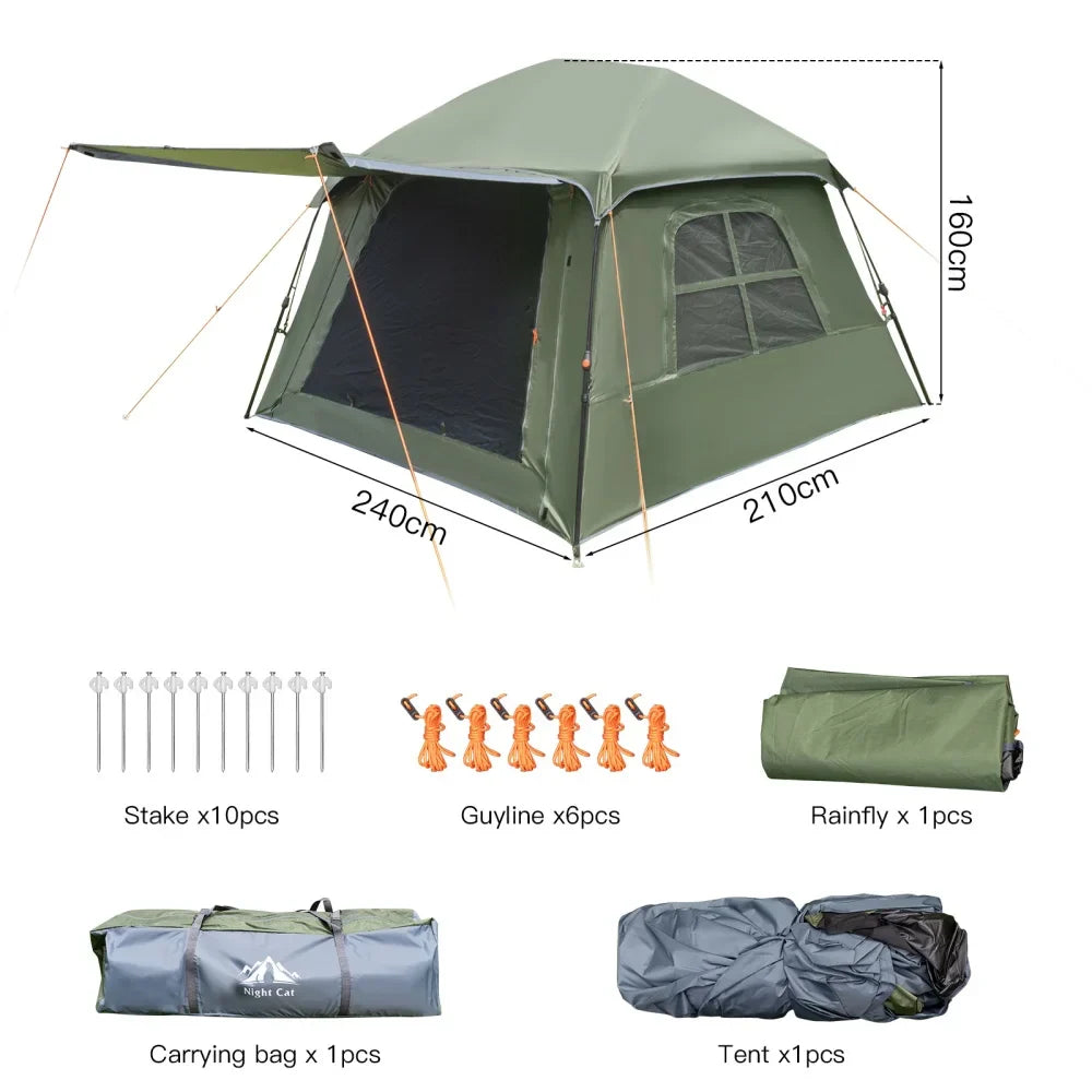 Night Cat Dark Room 4 Person Pop Up Tent Waterproof - Energize Trek