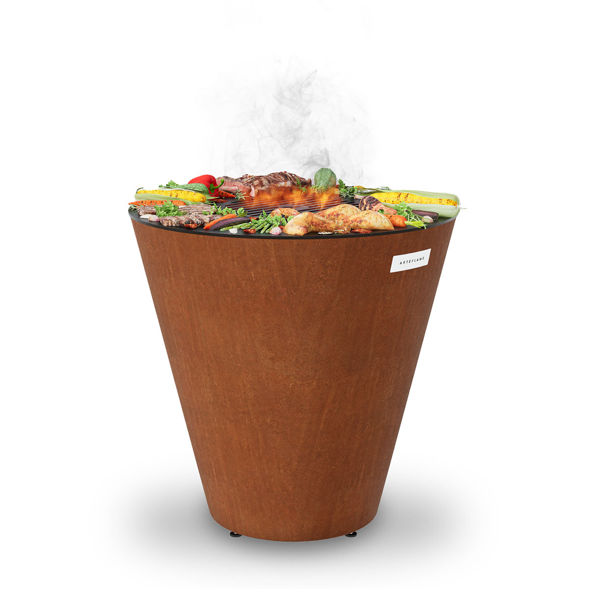 Arteflame ONE30 — 30″ One Series Flat-Top Charcoal Grill & Fire Bowl (Single-Piece CORTEN Steel) - Energize Trek