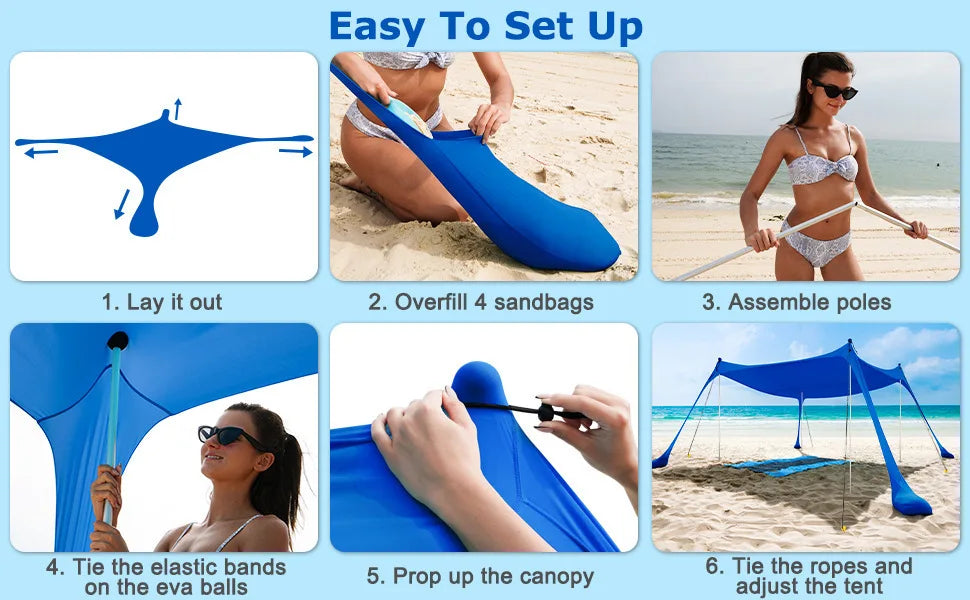 Outdoor Canopy Tent For Lawn And Beach Portable Camping Shelter - Energize Trek