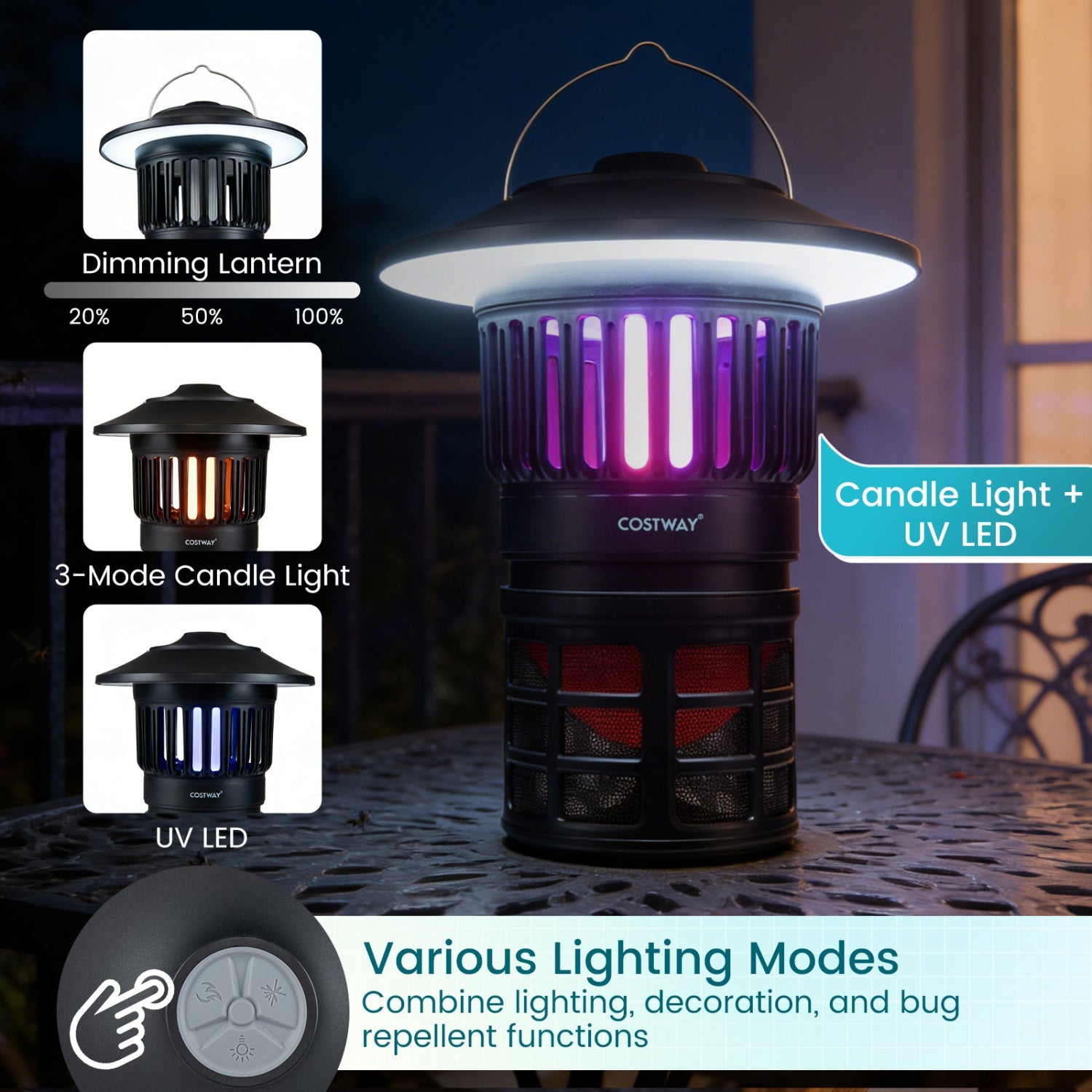 Outdoor Fly Trap with Light Rechargeable Electric Bug Catcher and Killer - Energize Trek
