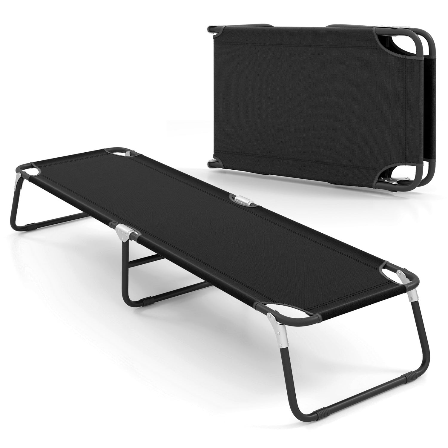 Outdoor Folding Camping Bed for Sleeping Hiking Travel-Black - Energize Trek