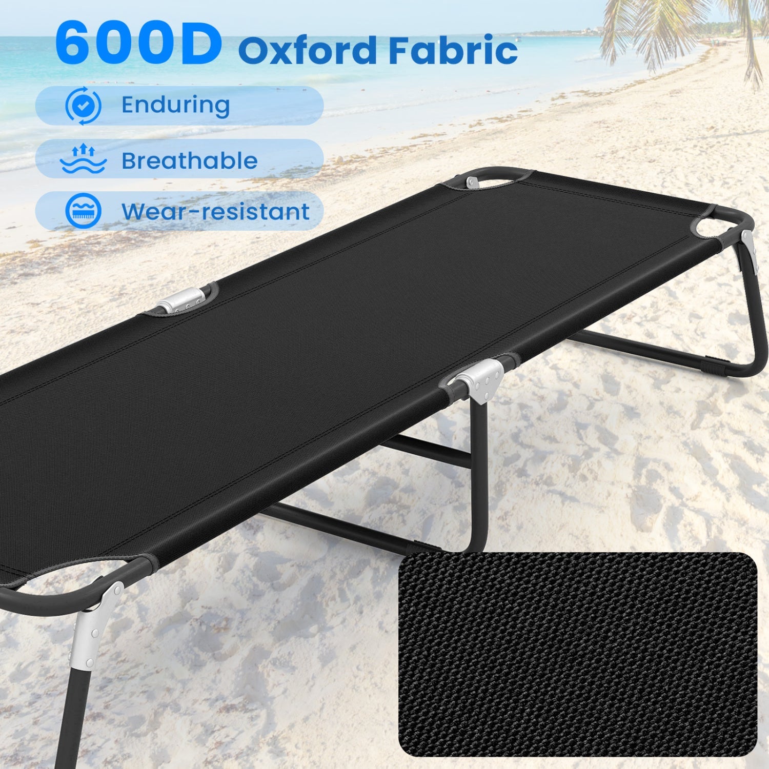 Outdoor Folding Camping Bed for Sleeping Hiking Travel-Black - Energize Trek