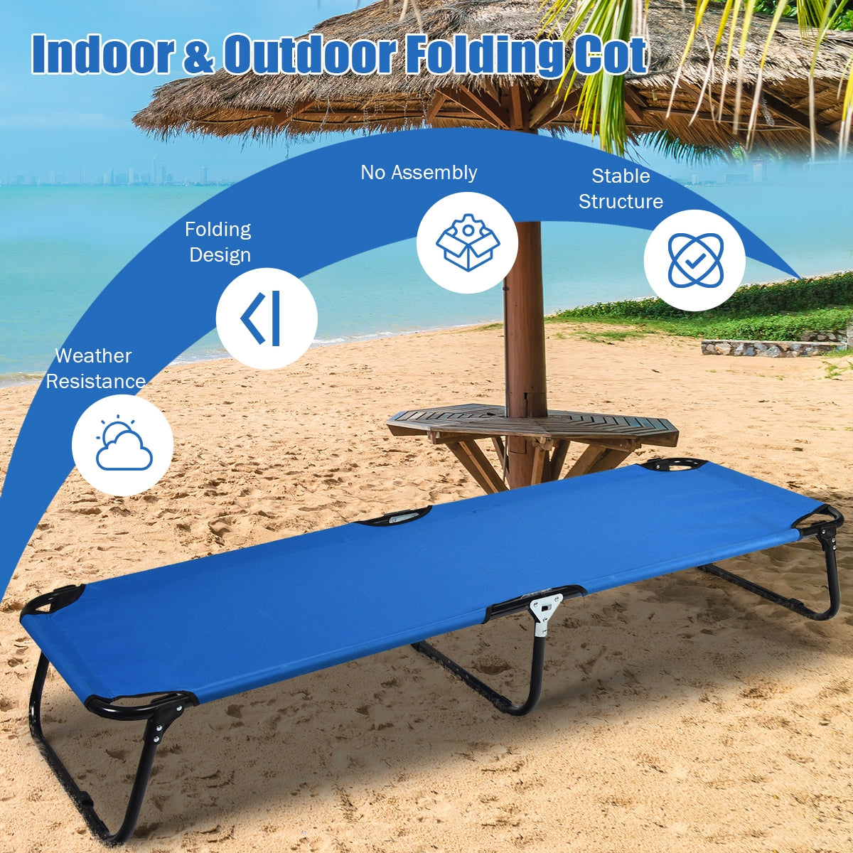 Outdoor Folding Camping Bed for Sleeping Hiking Travel-Black - Energize Trek