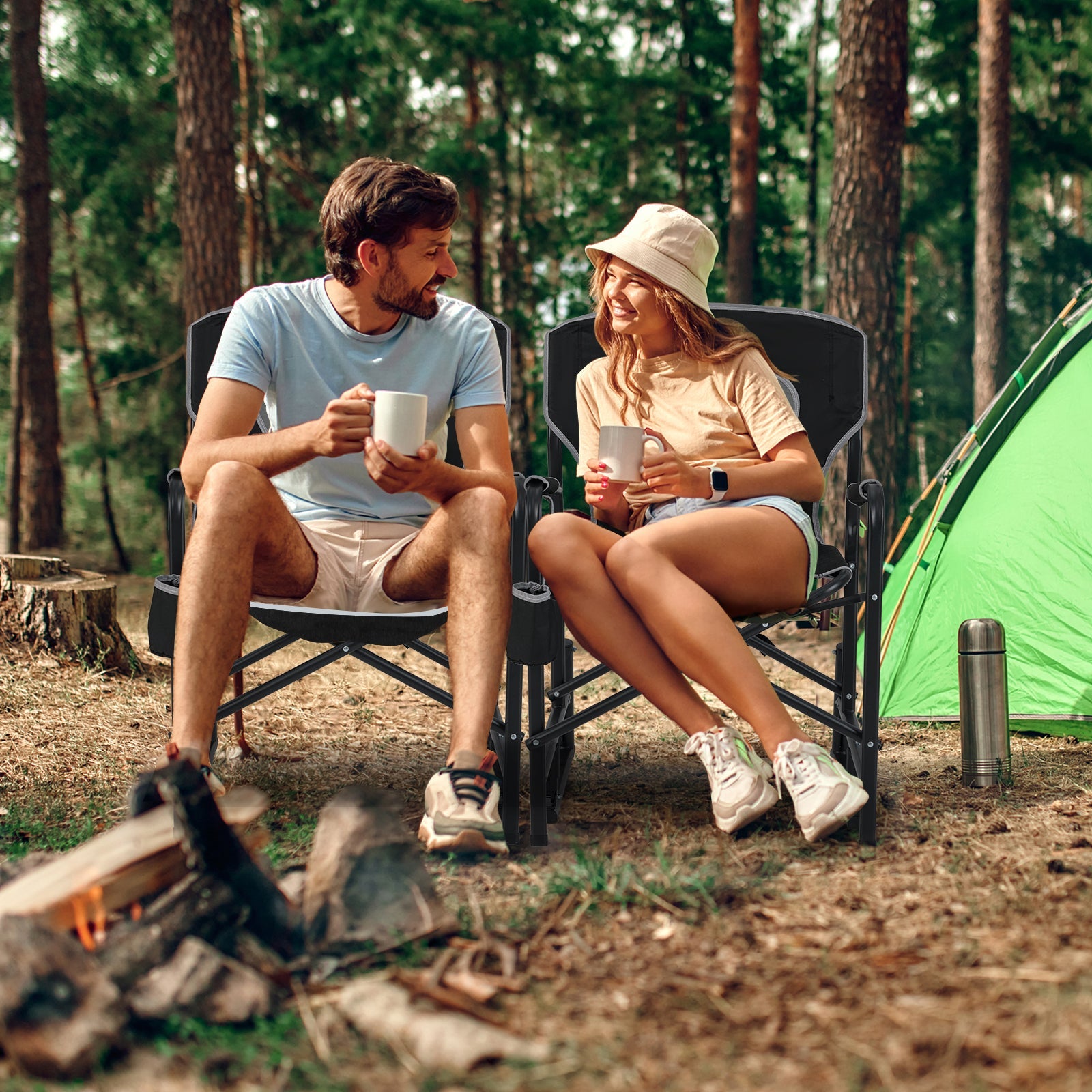 Outdoor Rocker Camping Chair with Dual Springs and Padded Back - Energize Trek