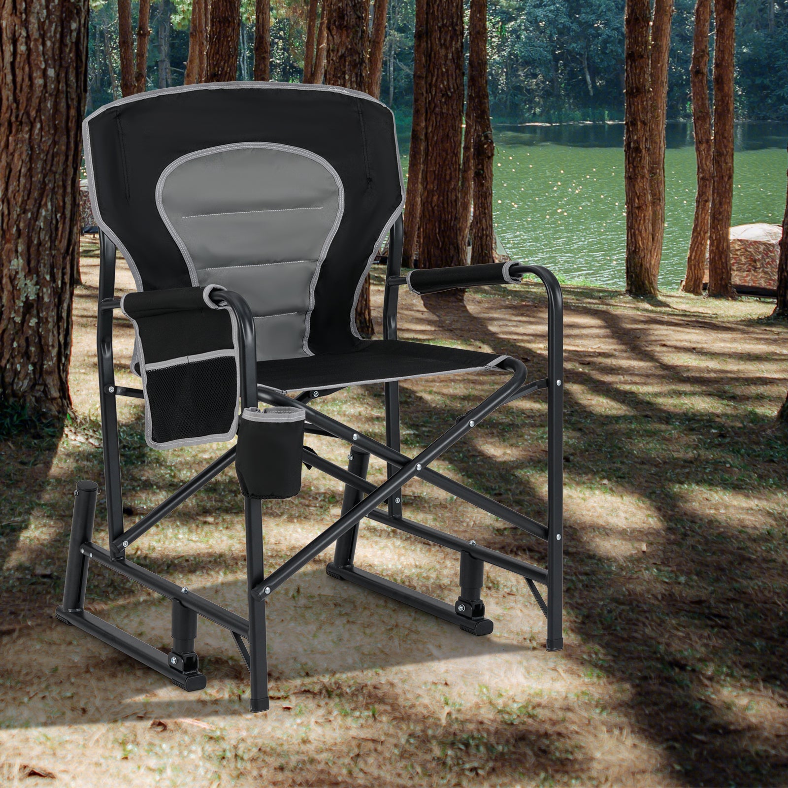 Outdoor Rocker Camping Chair with Dual Springs and Padded Back - Energize Trek