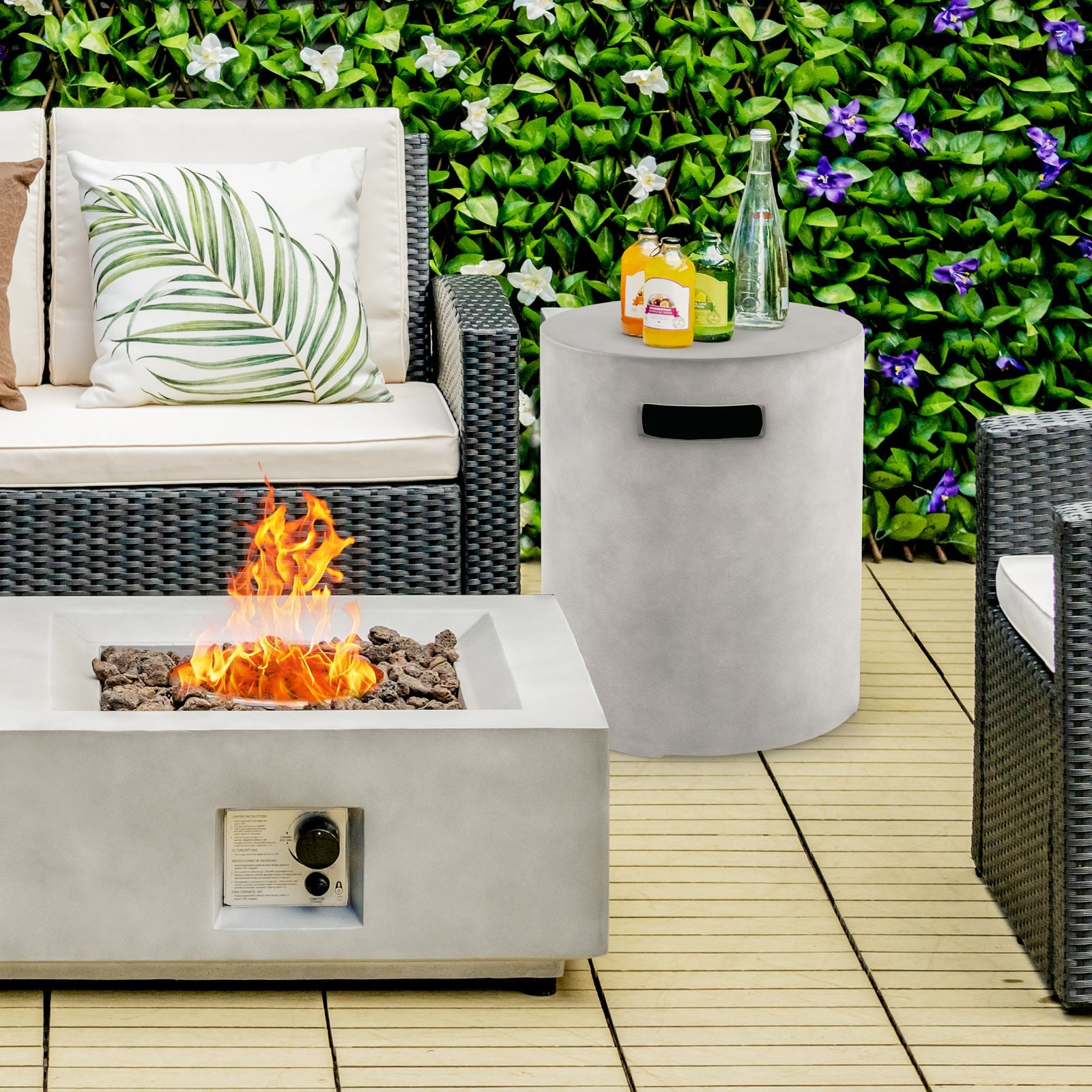 Outdoor Weather Resistant Tank Hideaway Table Fits Standard 20 LBS Propane Gas Tank for Fire Pits - Energize Trek