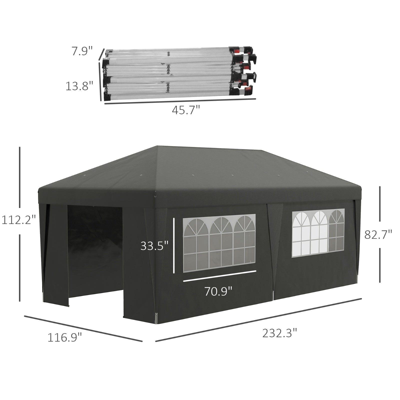 Outsunny 10' X 19.5' Pop Up Canopy Tent With Sidewalls, Height Adjustable Large Party Tent Event She - Energize Trek