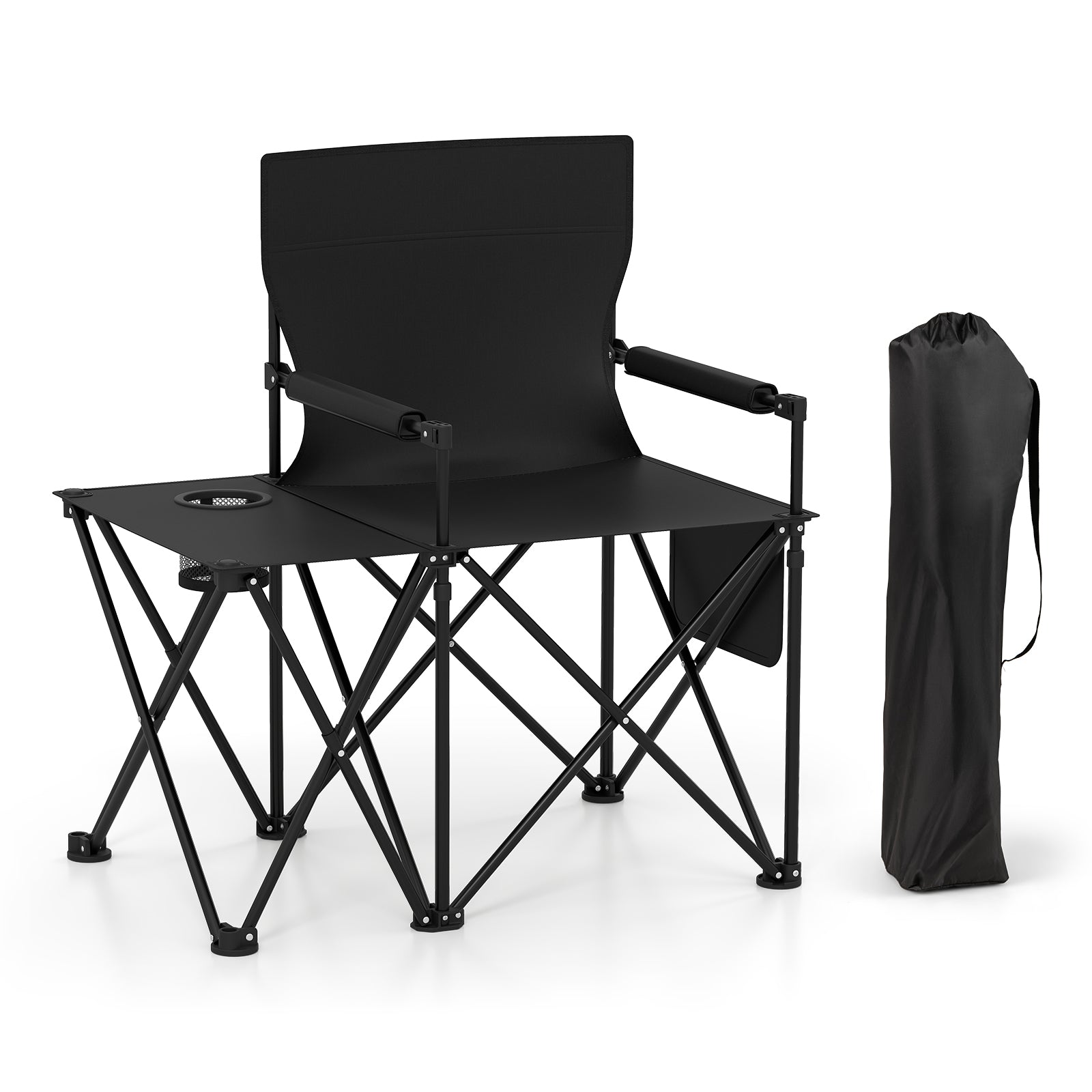 Oversized Camping Chair with Side Table and 2 Storage Pockets - Energize Trek