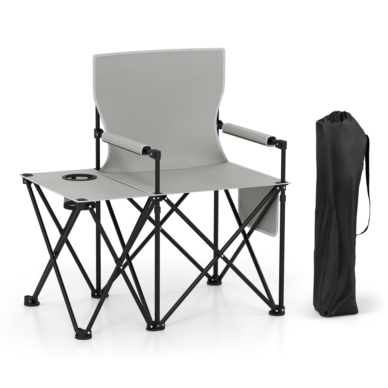 Oversized Camping Chair with Side Table and 2 Storage Pockets - Energize Trek