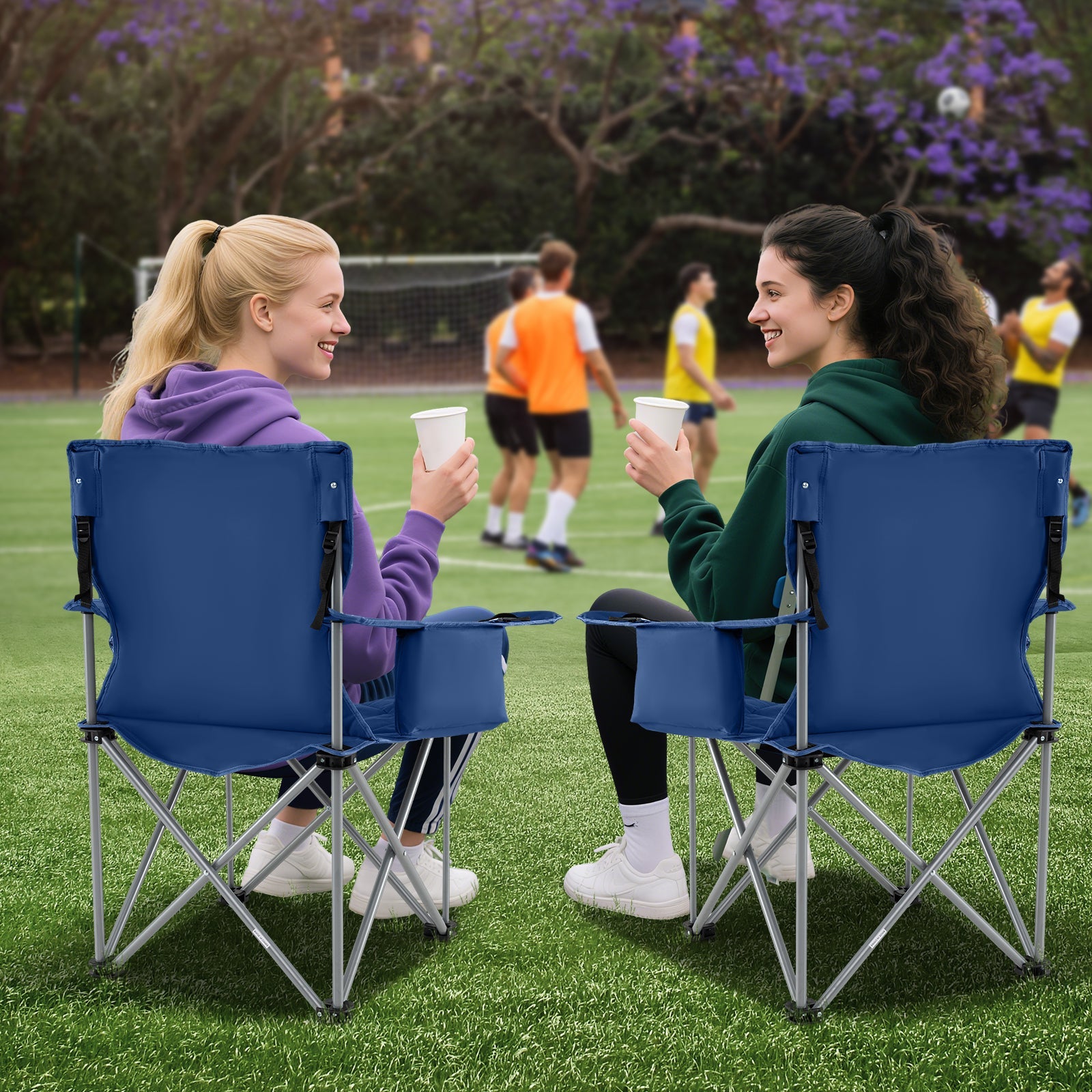 Oversized Camping Chairs Outdoor Folding Chair with Cooler Pouch and Cup Holder - Energize Trek