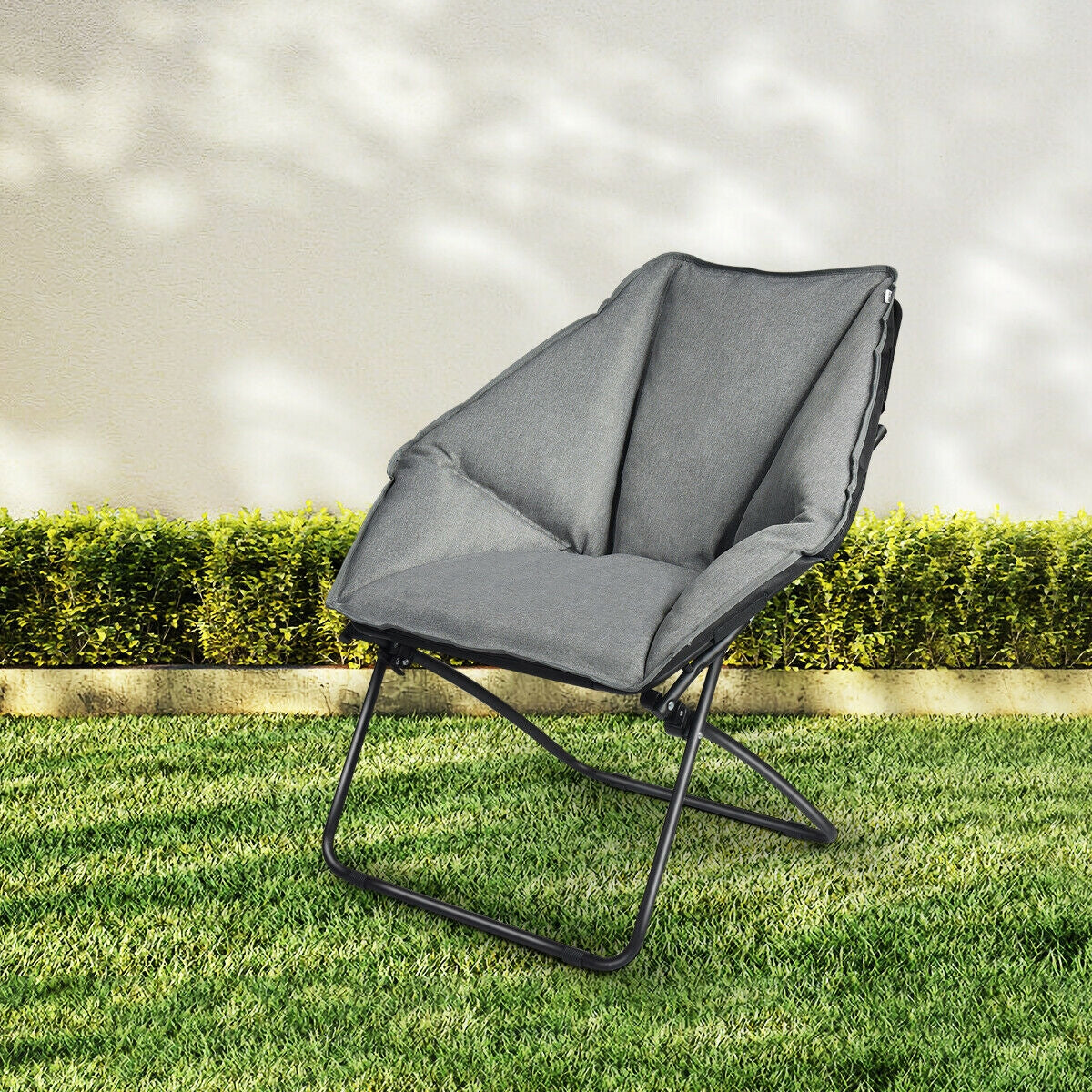 Oversized Foldable Leisure Camping Chair with Sturdy Iron Frame - Energize Trek