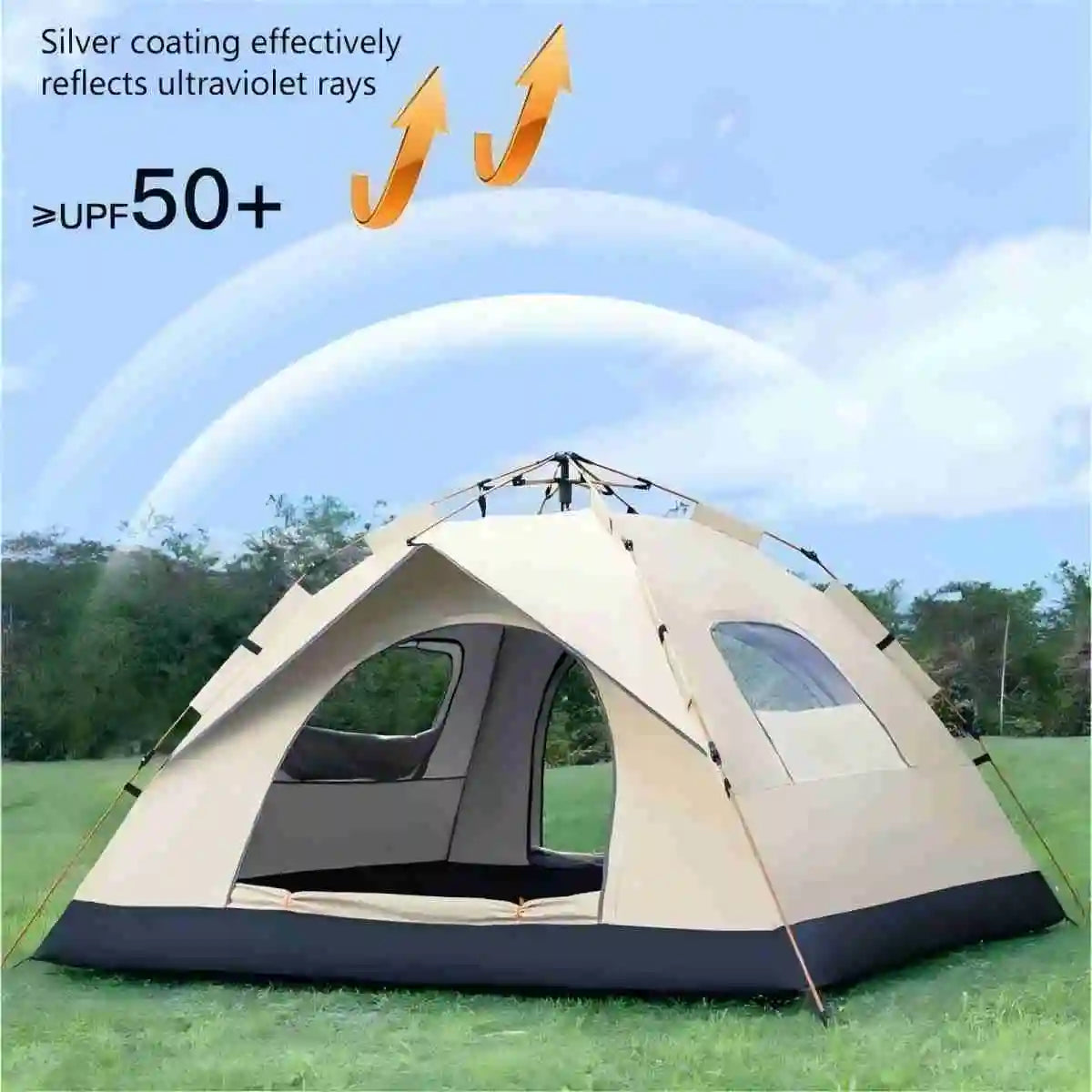 Pakicetus Outdoor Sunshade Camping Tent With Two Doors And Windows - Energize Trek
