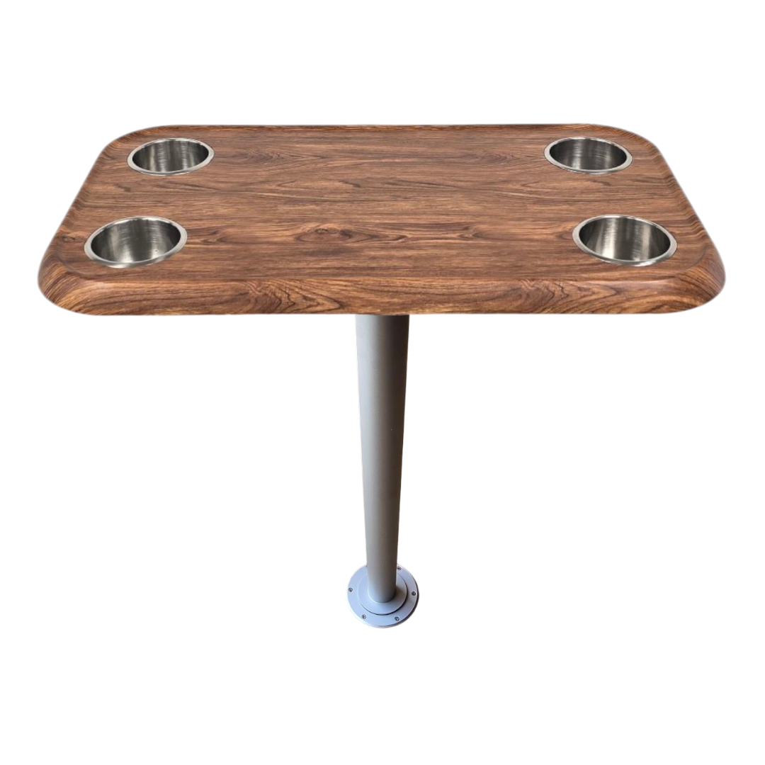RV Side Tables | RV End Tables - Table Set - 6" Flush Mount Floor Plate / Anti Wobble, Cocktail Design (6 colors)
