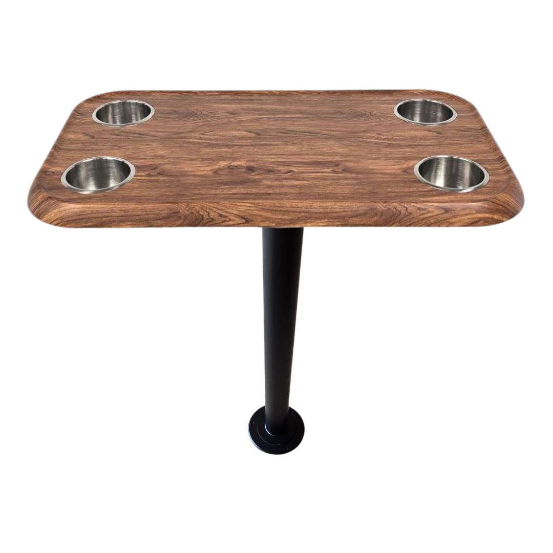 RV Side Tables | RV End Tables - Table Set - 6" Flush Mount Floor Plate / Anti Wobble, Cocktail Design (6 colors)