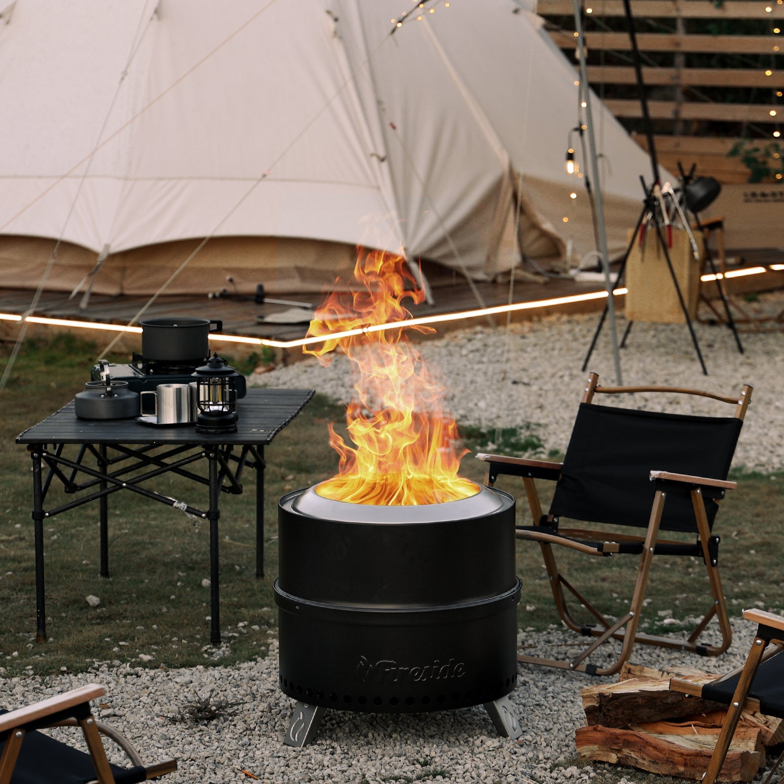 Pluto R19-PG Smokeless Outdoor Fire Pit -  Painted Black - Energize Trek