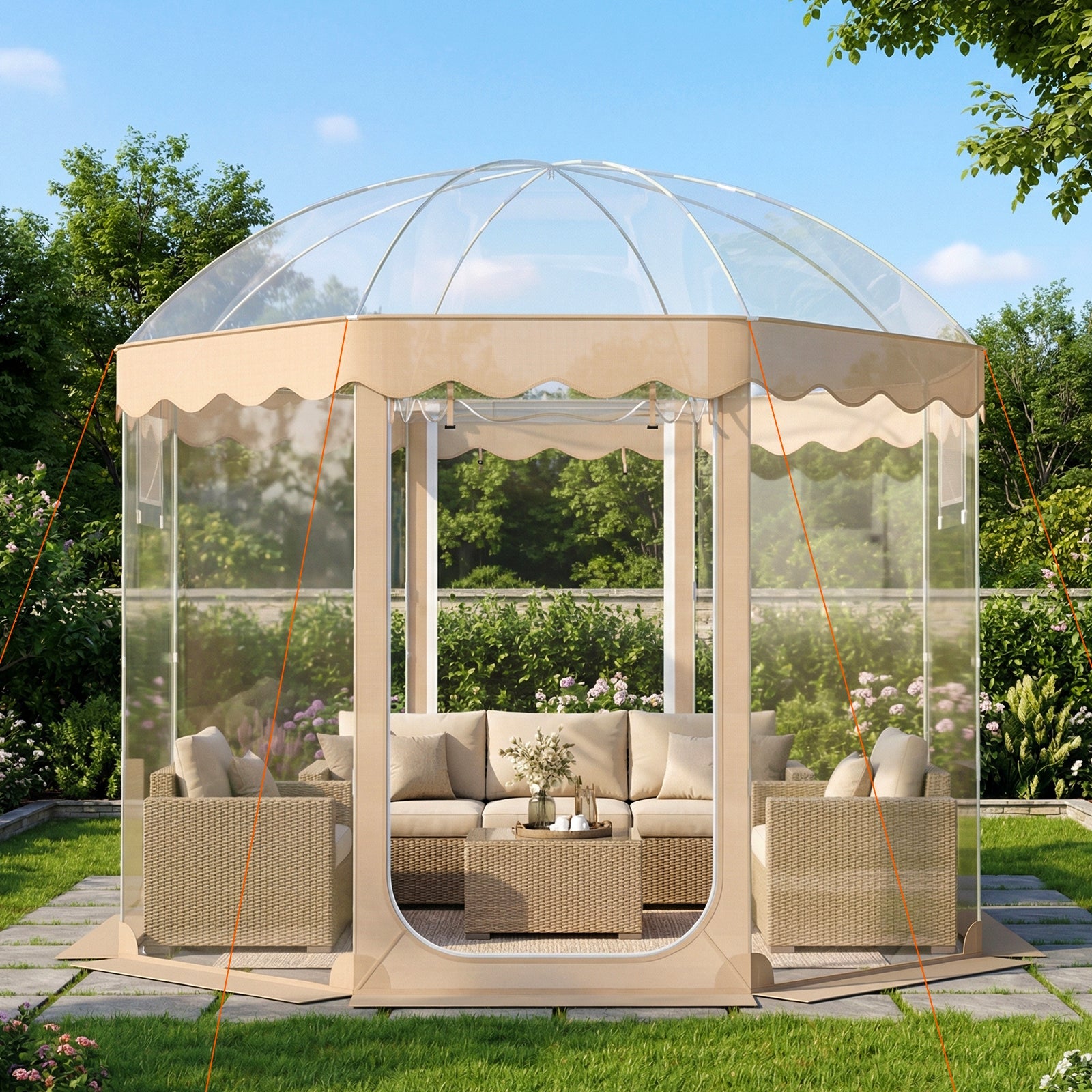 Pop Up Bubble Tent 10x10 FT for 8-10 People Weatherproof Pod with 540° Panoramic Clear PVC - Energize Trek