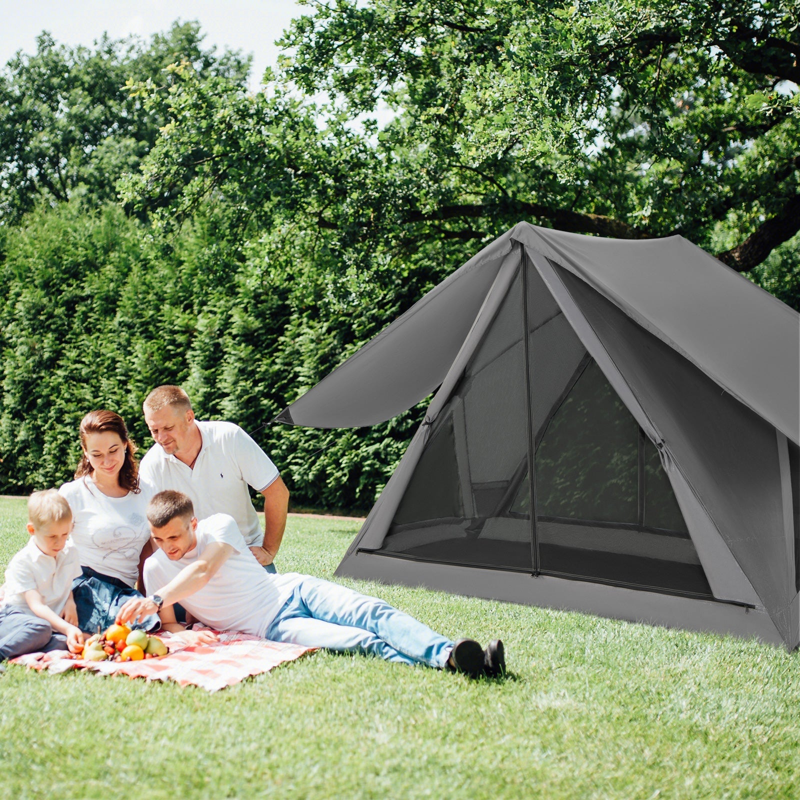 Pop-up Camping Tent for 2-3 People with Carry Bag and Rainfly for Backpacking Hiking Trip-Gray - Energize Trek