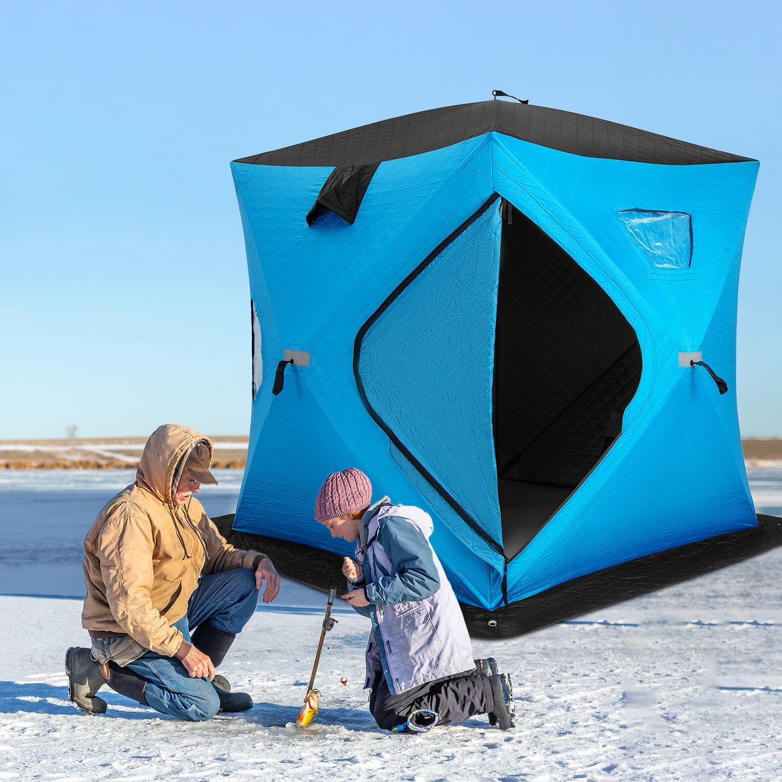 Portable 2 Person Ice Shanty with Cotton Padded Walls - Energize Trek