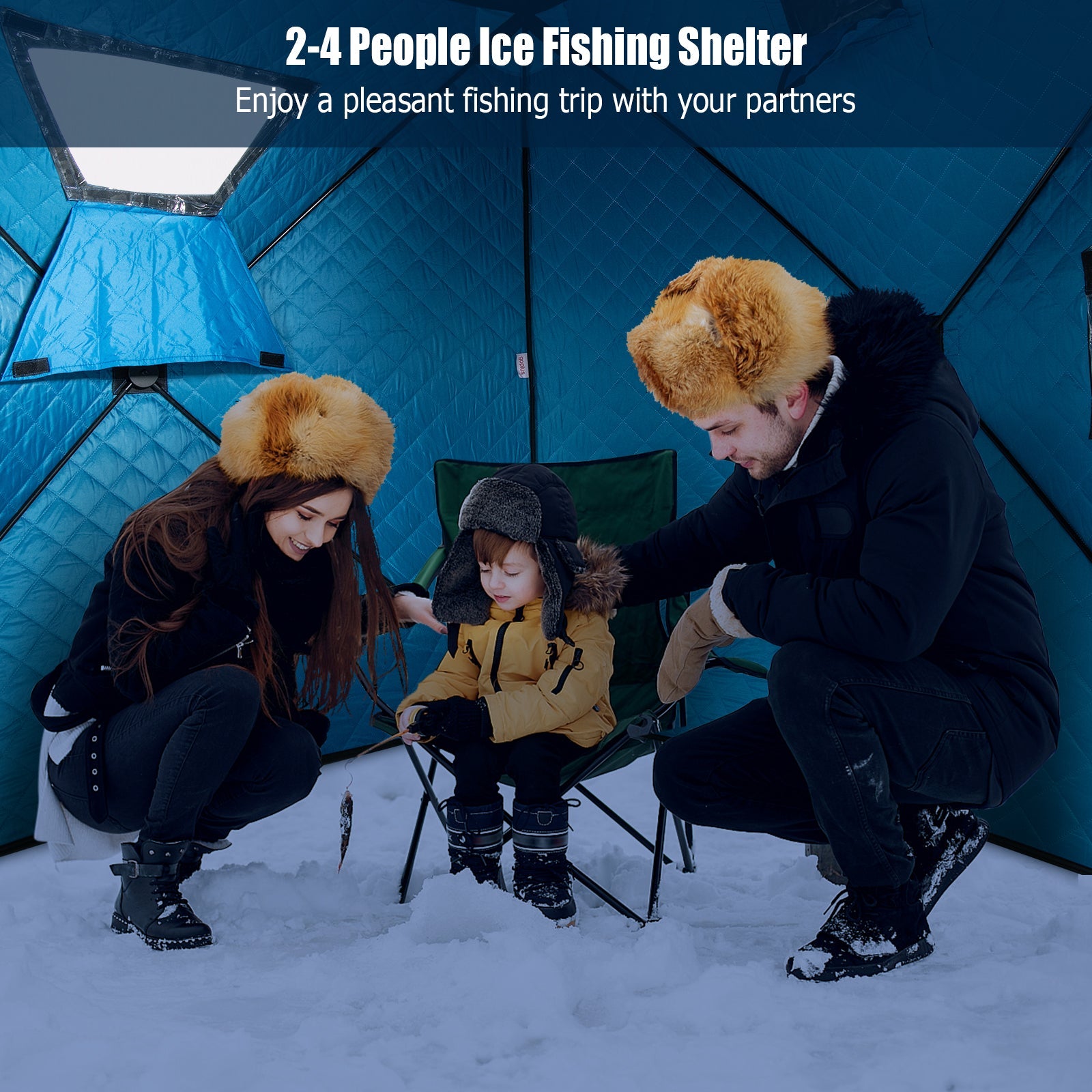 Portable 2 Person Ice Shanty with Cotton Padded Walls - Energize Trek