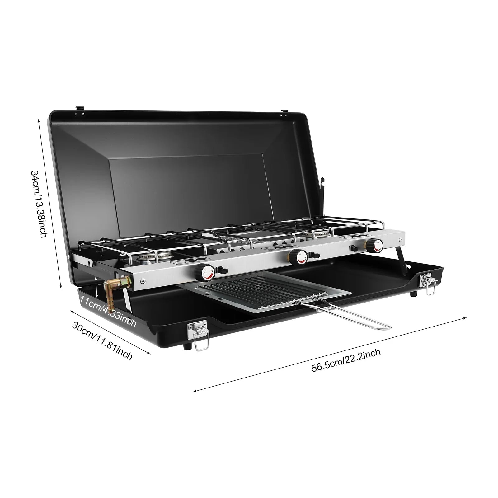 Portable 3-Burner Camping Gas Stove Propane Butane Outdoor Grill - Energize Trek