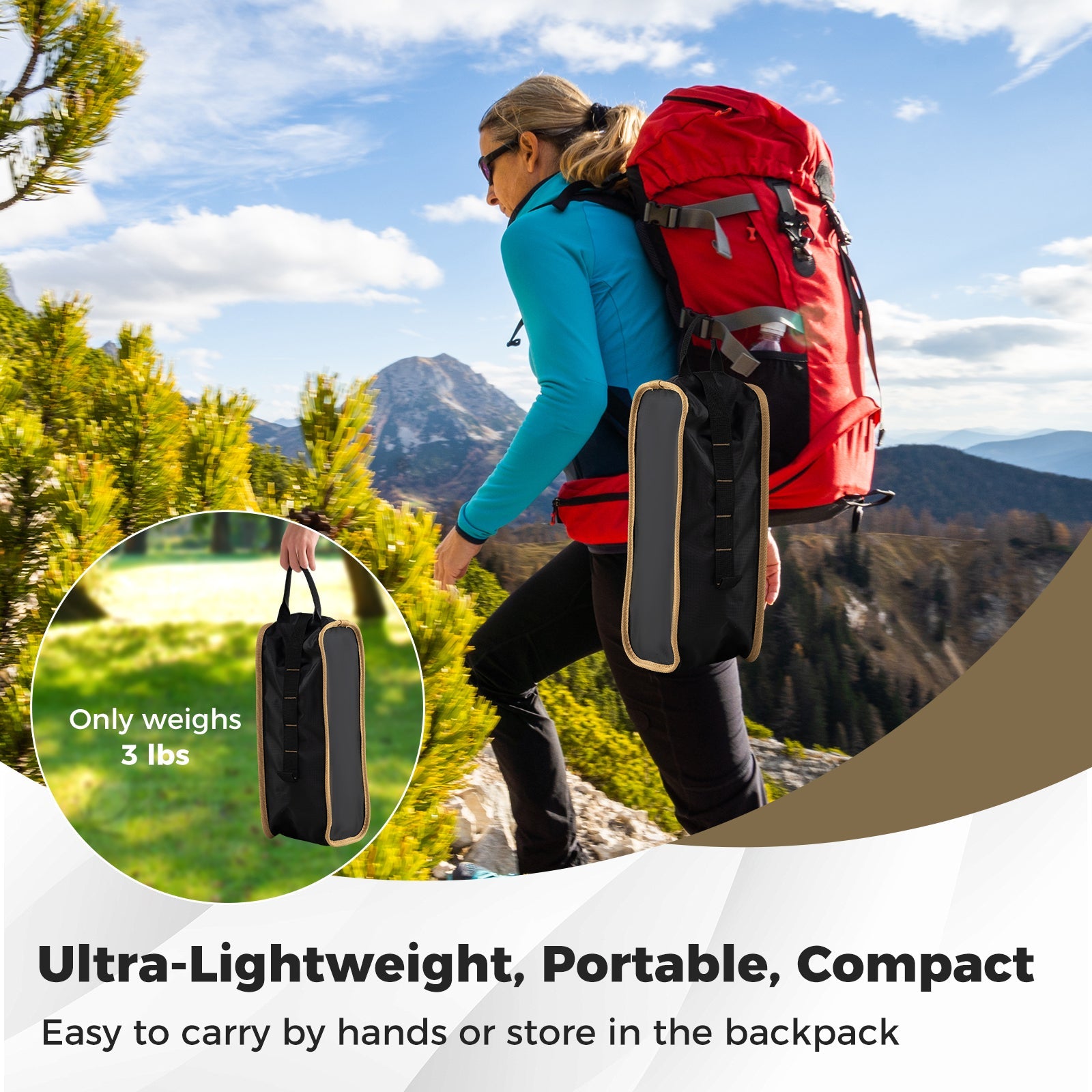 Portable Camping Chair with Compact Carrying Bag-Coffee - Energize Trek