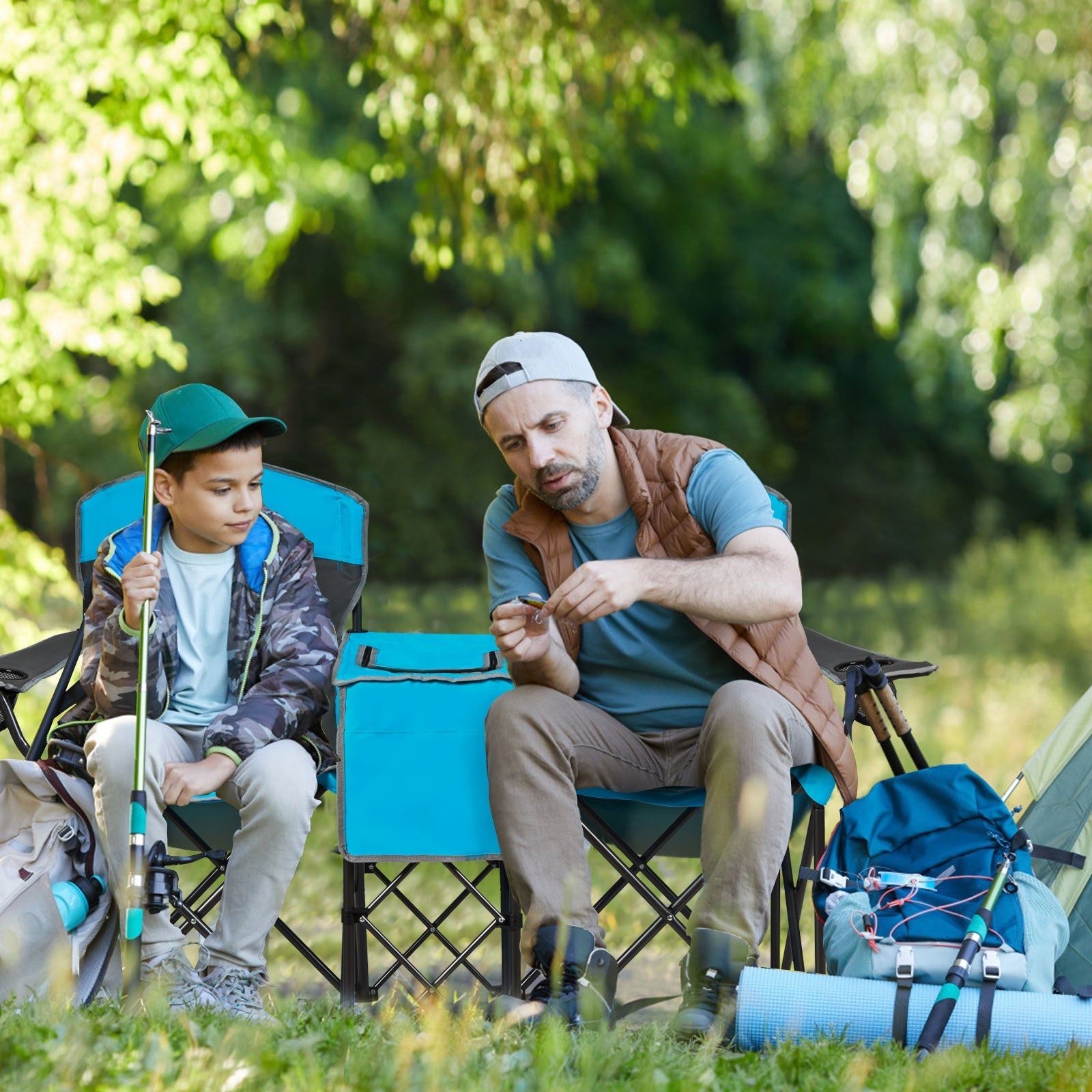 Portable Folding Camping Canopy Chairs with Cup Holder - Energize Trek