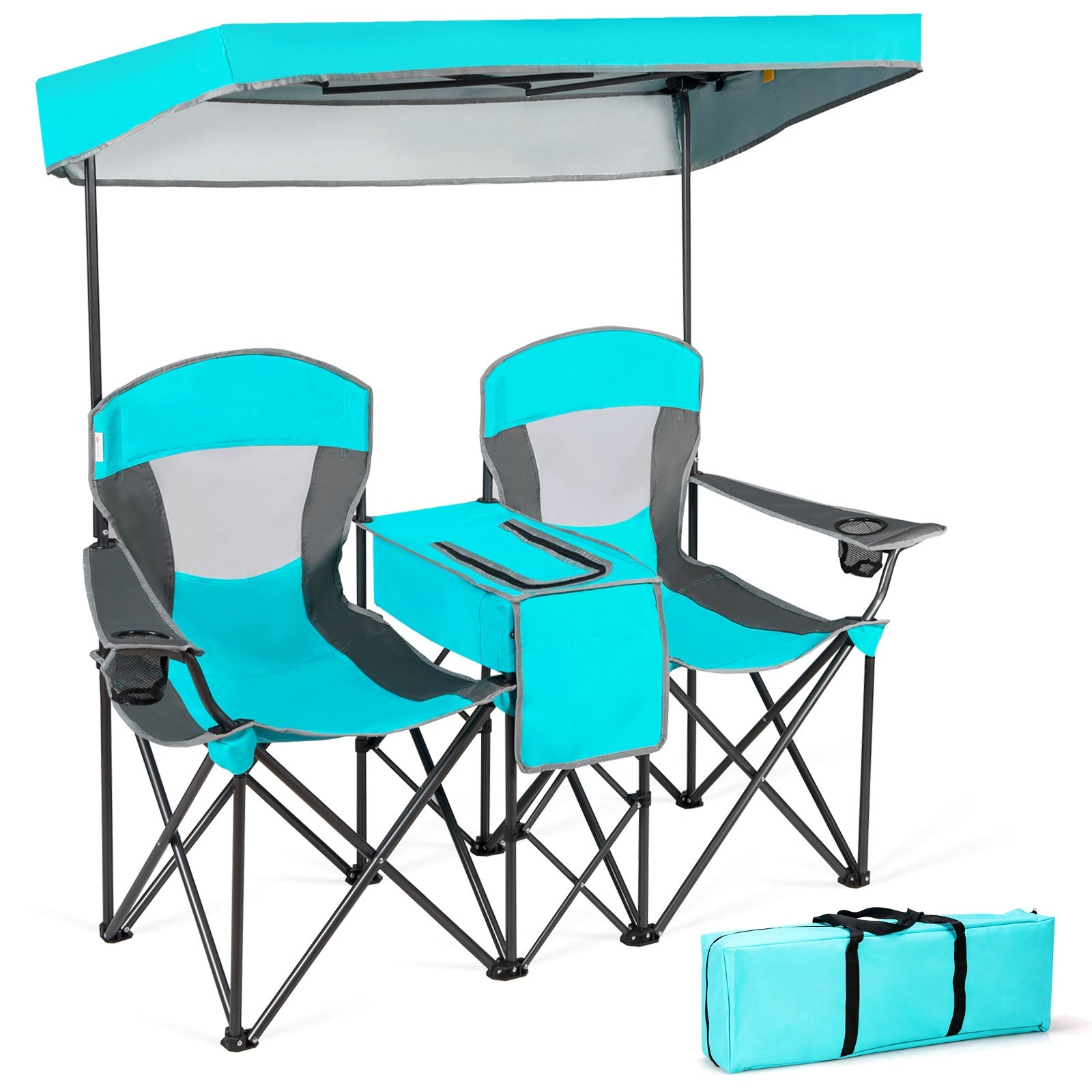 Portable Folding Camping Canopy Chairs with Cup Holder - Energize Trek