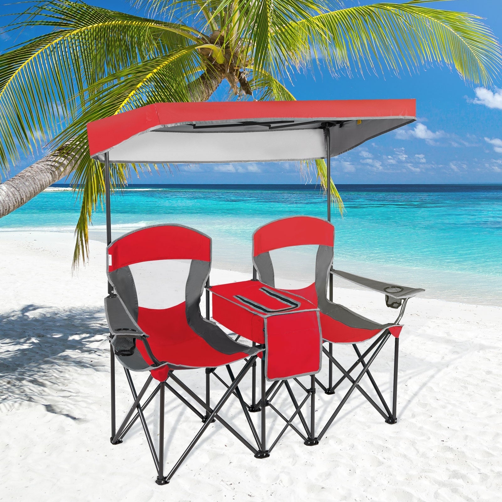 Portable Folding Camping Canopy Chairs with Cup Holder - Energize Trek