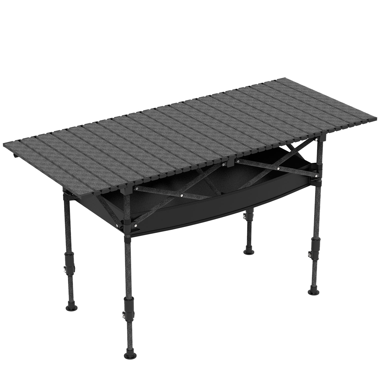 Portable Folding Camping Table With Adjustable Height Hanging Net Rustproof Carbon Steel Foldable Roll-Up Camping Table for Picnic Camping Hiking Beac - Energize Trek