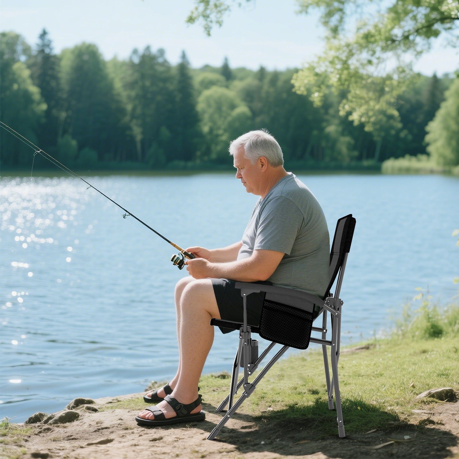 Portable Folding Oxford Cloth Camping Chair with Cup Holder and Side Pocket - Energize Trek