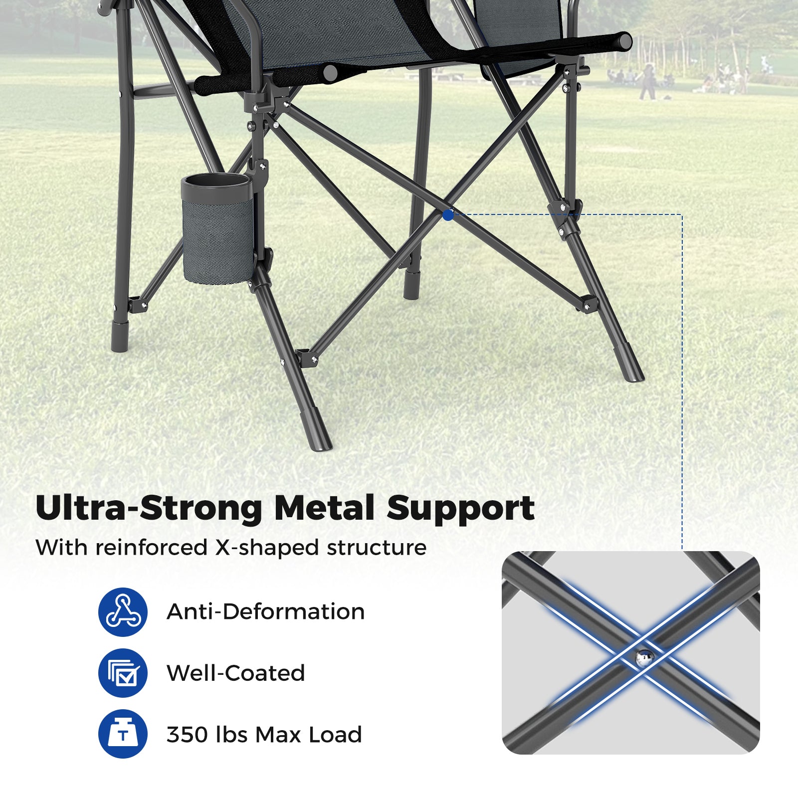 Portable Folding Oxford Cloth Camping Chair with Cup Holder and Side Pocket - Energize Trek