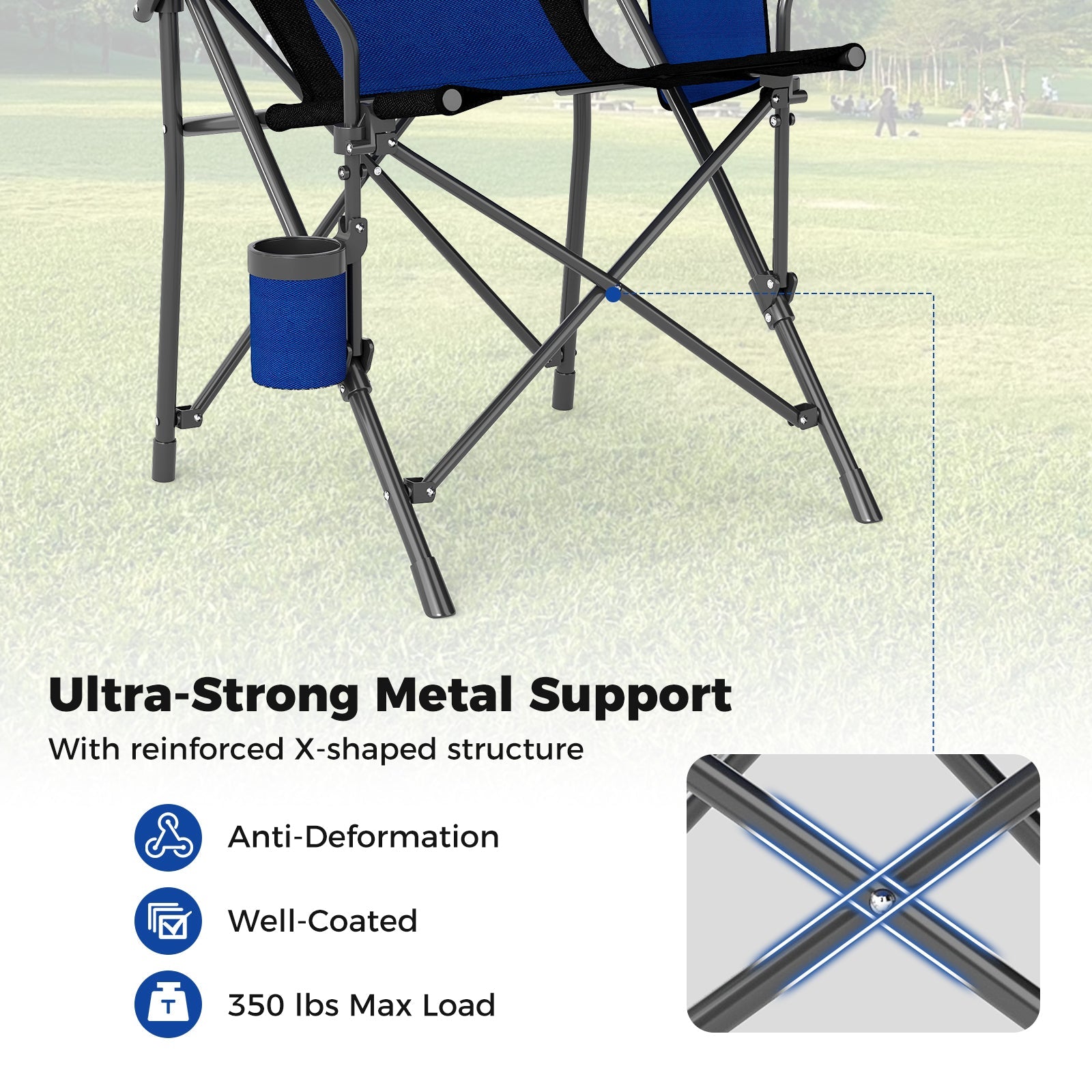 Portable Folding Oxford Cloth Camping Chair with Cup Holder and Side Pocket - Energize Trek