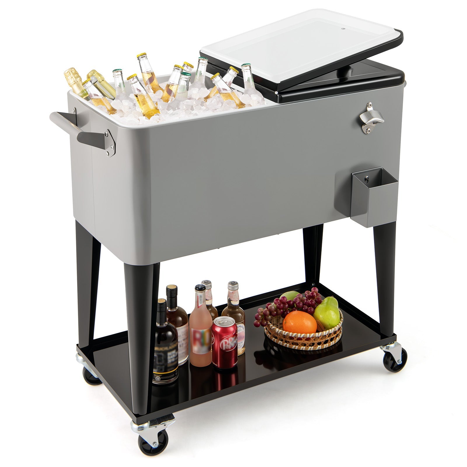 Portable Patio Cooler with Bottom Storage Shelf and Bottle Opener - Energize Trek