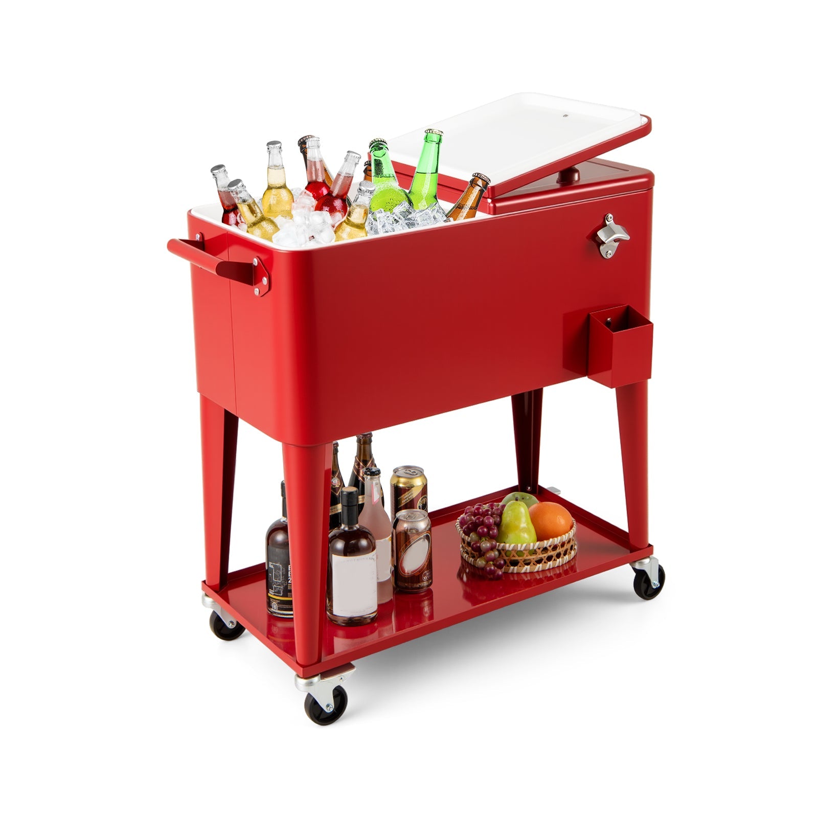Portable Patio Cooler with Bottom Storage Shelf and Bottle Opener - Energize Trek