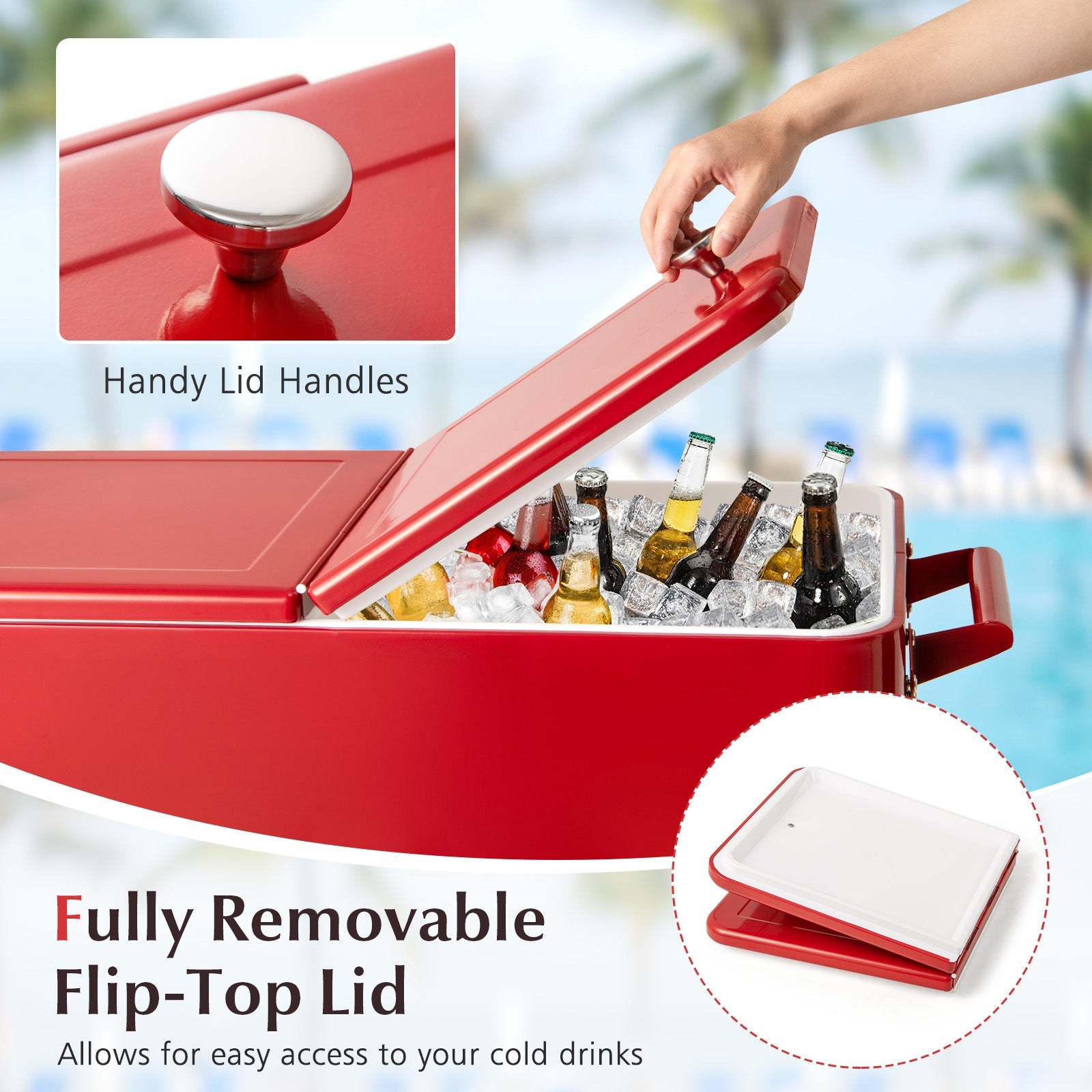 Portable Patio Cooler with Bottom Storage Shelf and Bottle Opener - Energize Trek