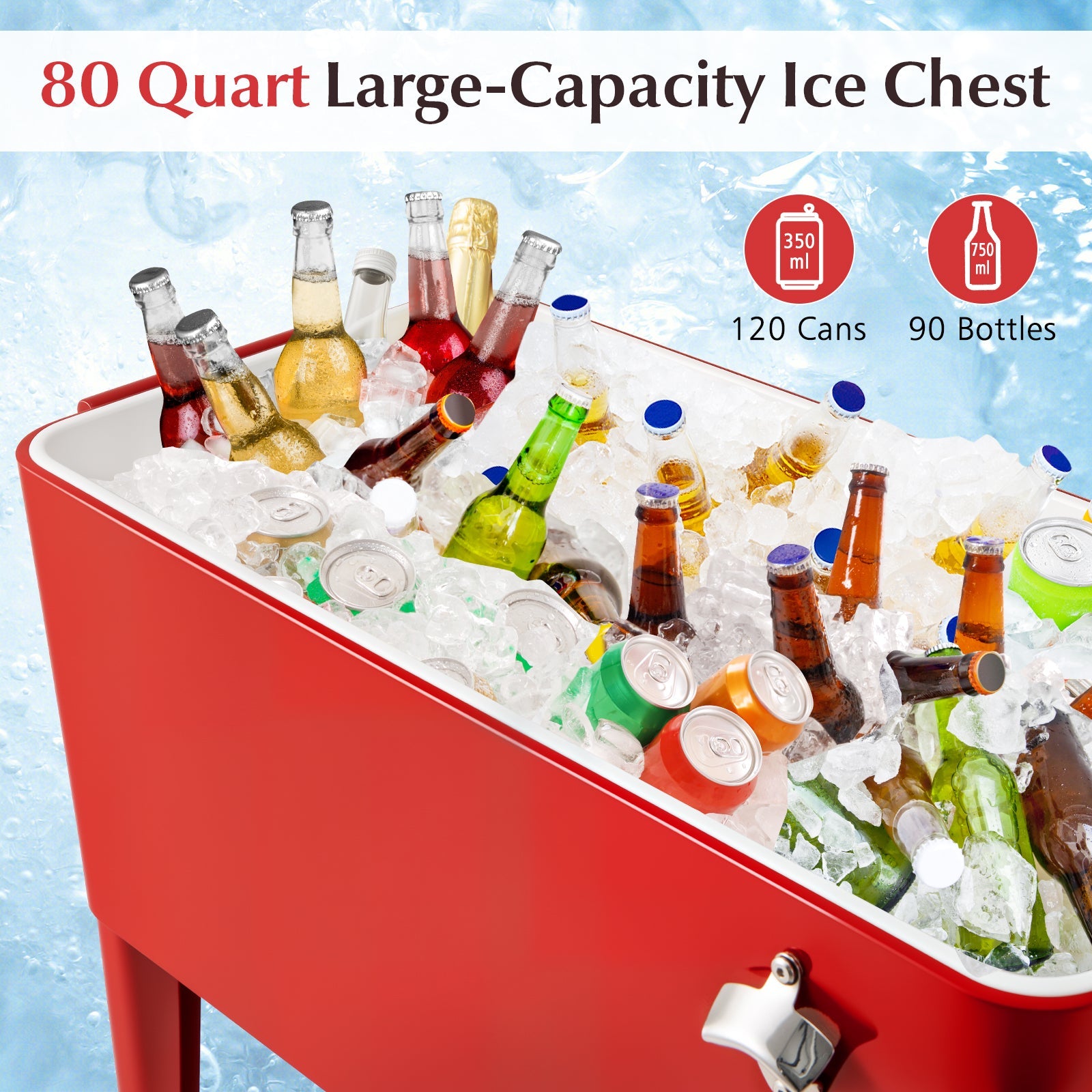 Portable Patio Cooler with Bottom Storage Shelf and Bottle Opener - Energize Trek