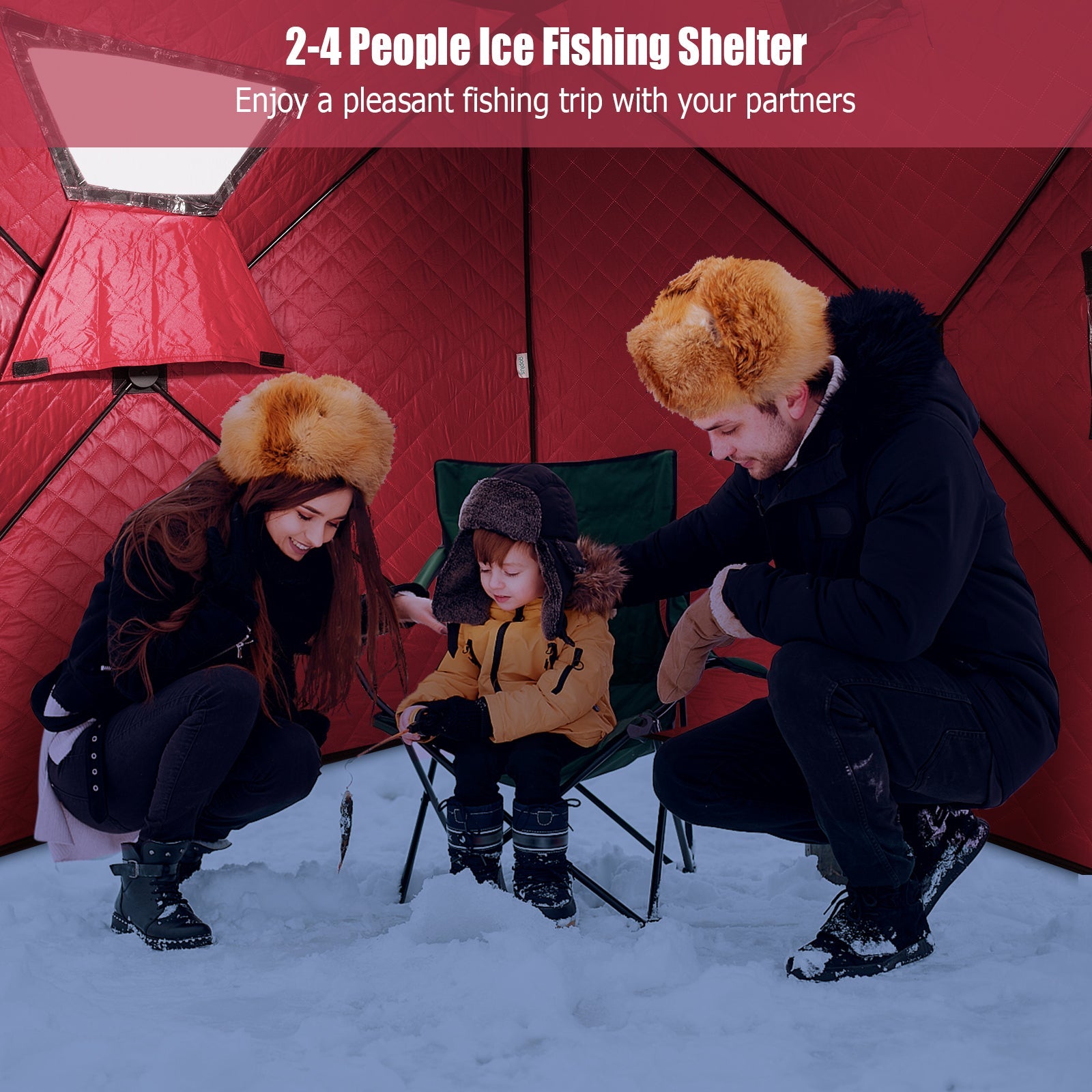 Portable 2 Person Ice Shanty with Cotton Padded Walls