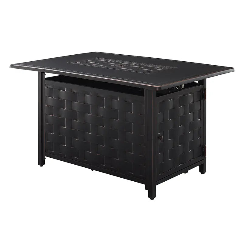 Preston 44" Rectangular Basketweave Aluminum Convertible Gas Fire Pit Table - Energize Trek