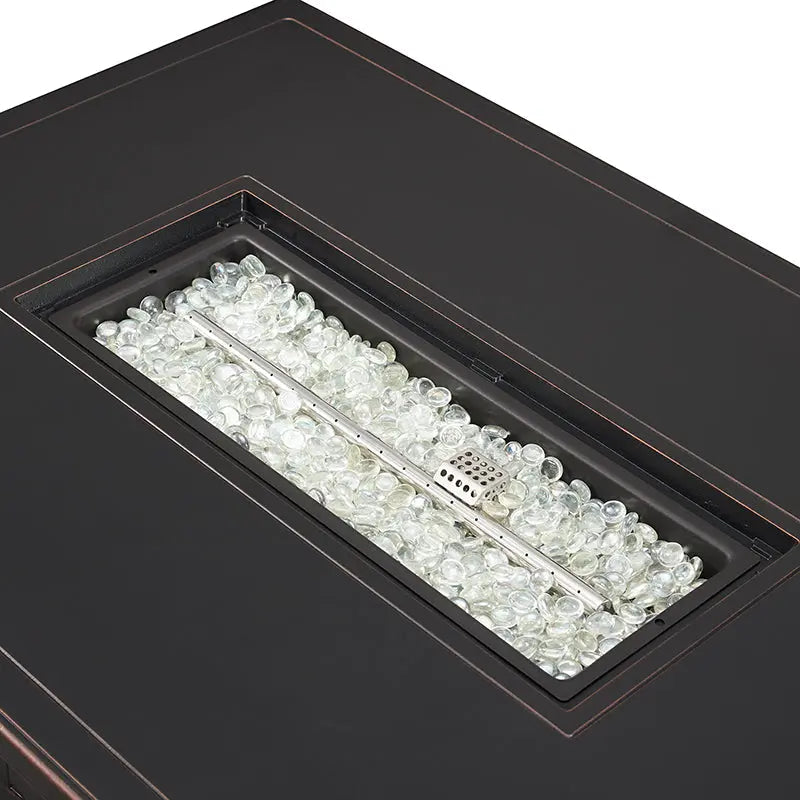 Preston 44" Rectangular Basketweave Aluminum Convertible Gas Fire Pit Table - Energize Trek
