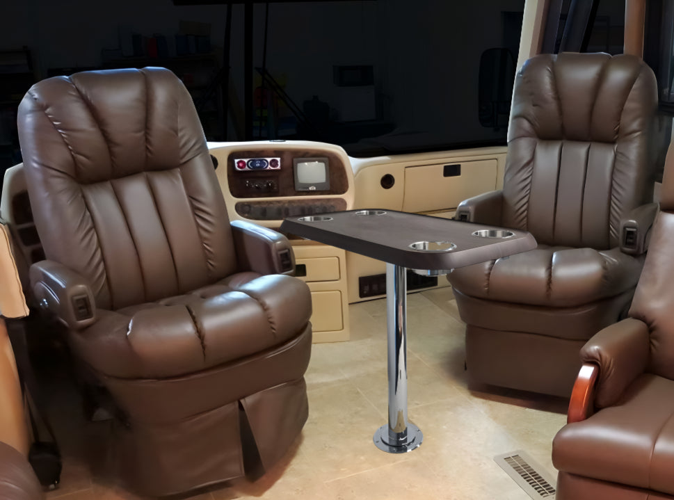 RV Side Tables | RV End Tables - Table Set - 6" Flush Mount Floor Plate / Anti Wobble, Cocktail Design (6 colors) - Energize Trek