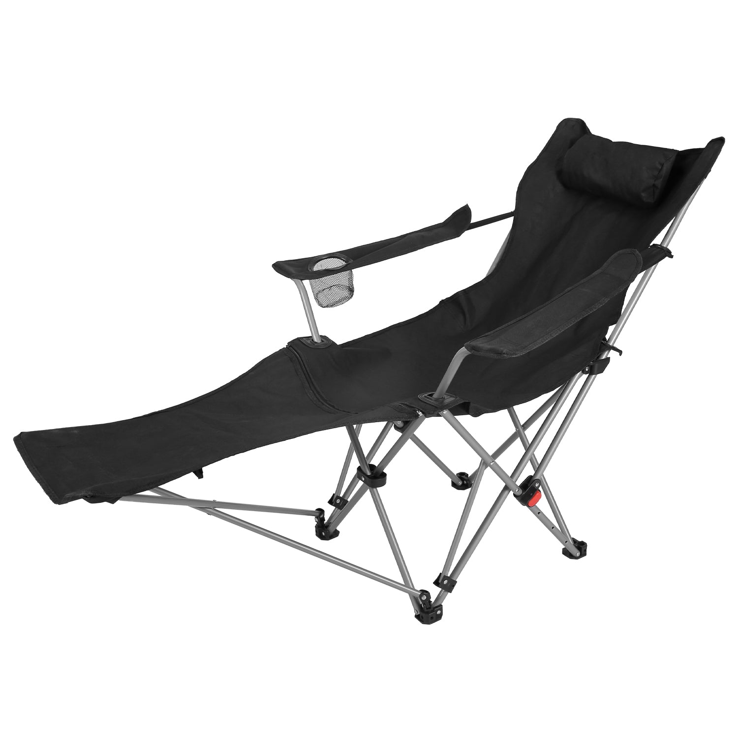 Reclining Camping Chair with Footrest 4-Position Adjustable Outdoor Folding Chair Heavy Duty Portable Camping Lounge Chair with Headrest Cup Holder & - Energize Trek