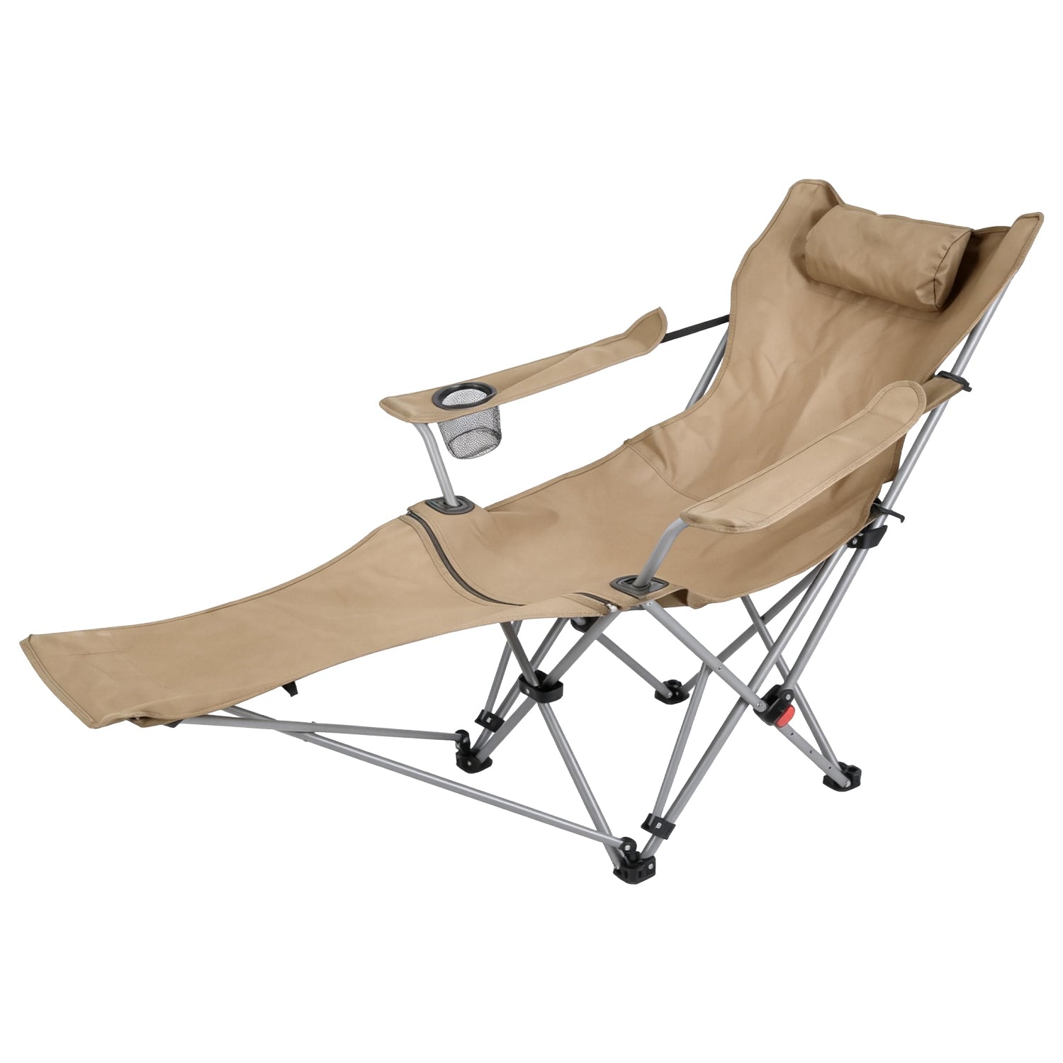 Reclining Camping Chair with Footrest 4-Position Adjustable Outdoor Folding Chair Heavy Duty Portable Camping Lounge Chair with Headrest Cup Holder & - Energize Trek