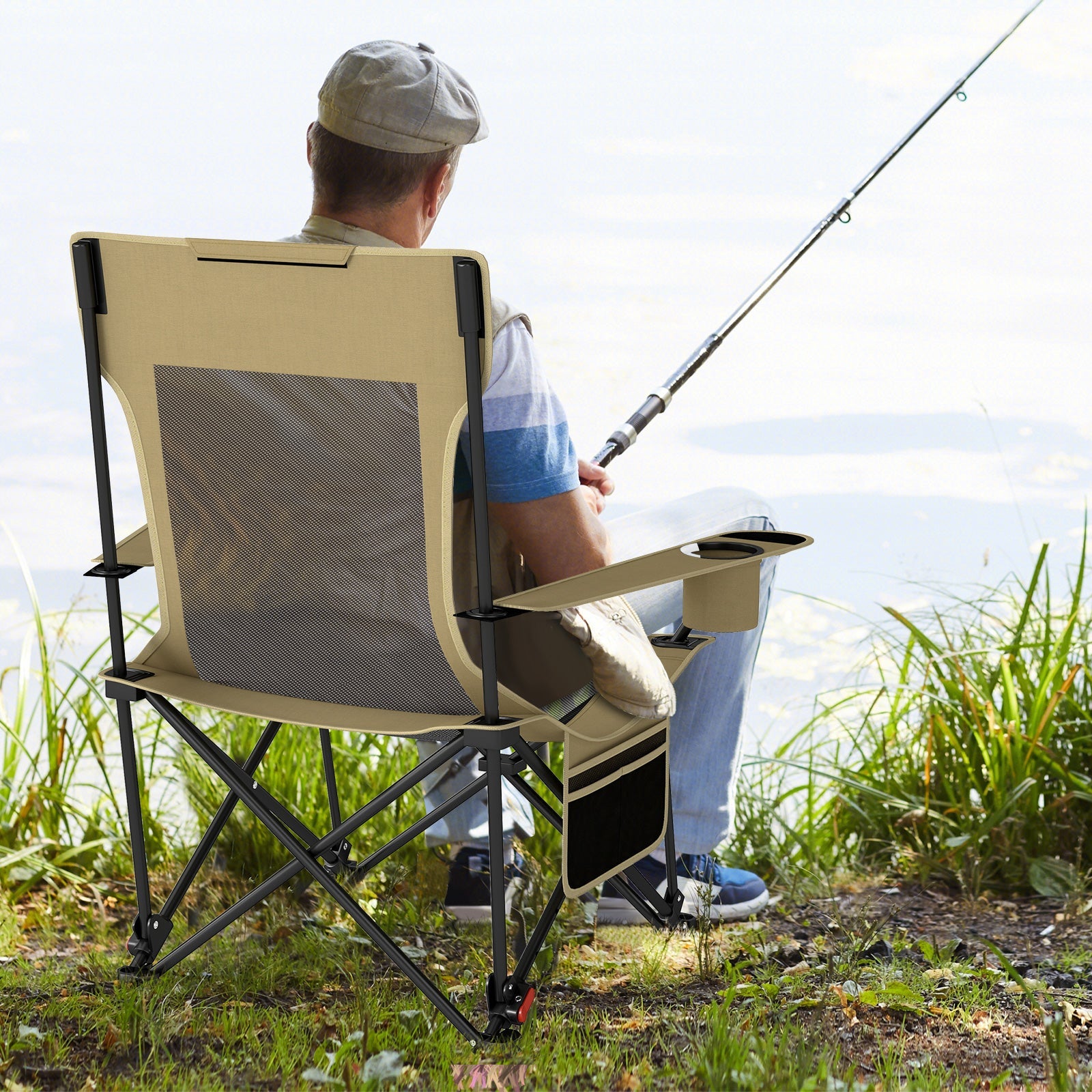 Reclining Camping Chair with Removable Footrest and Adjustable Backrest - Energize Trek