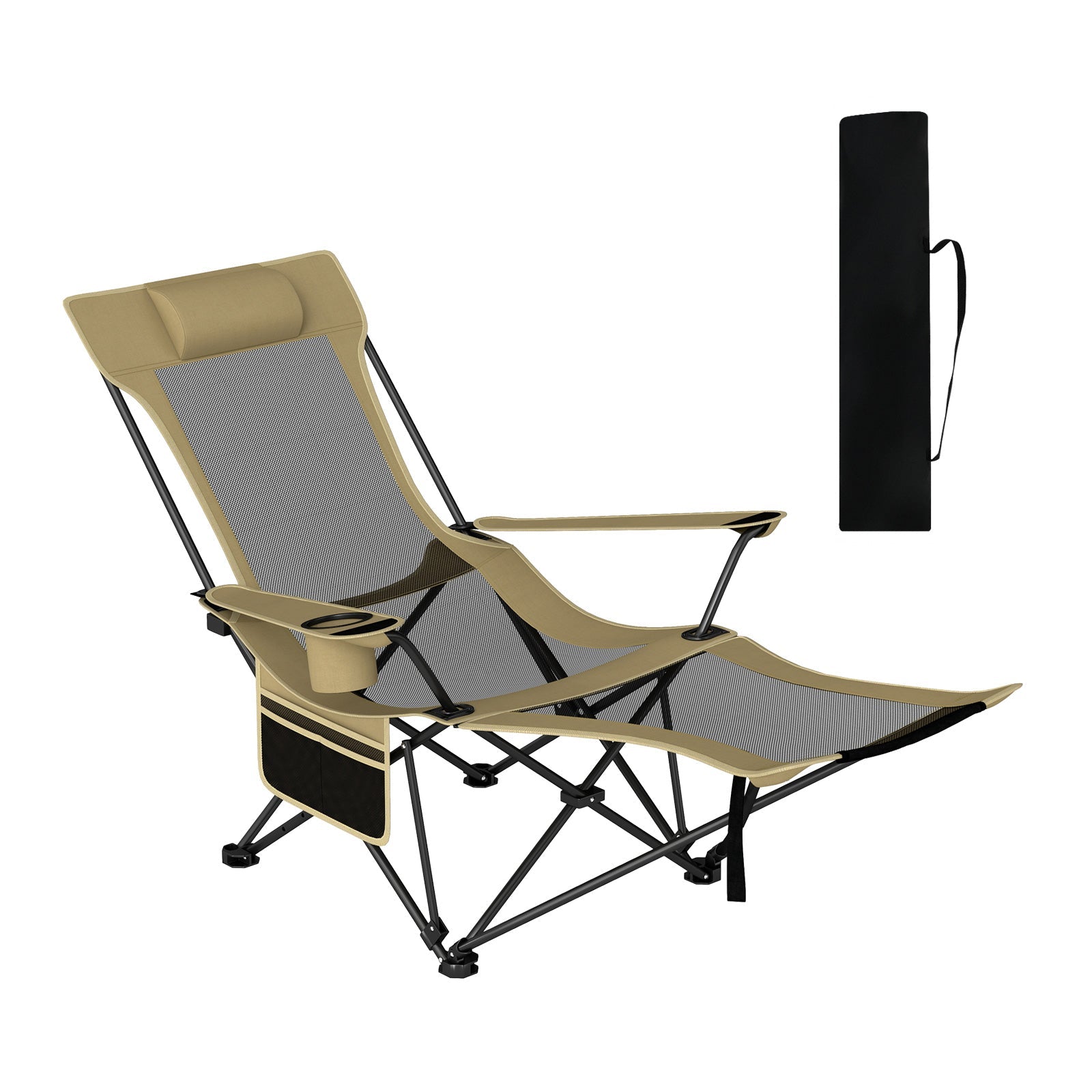 Reclining Camping Chair with Removable Footrest and Adjustable Backrest - Energize Trek