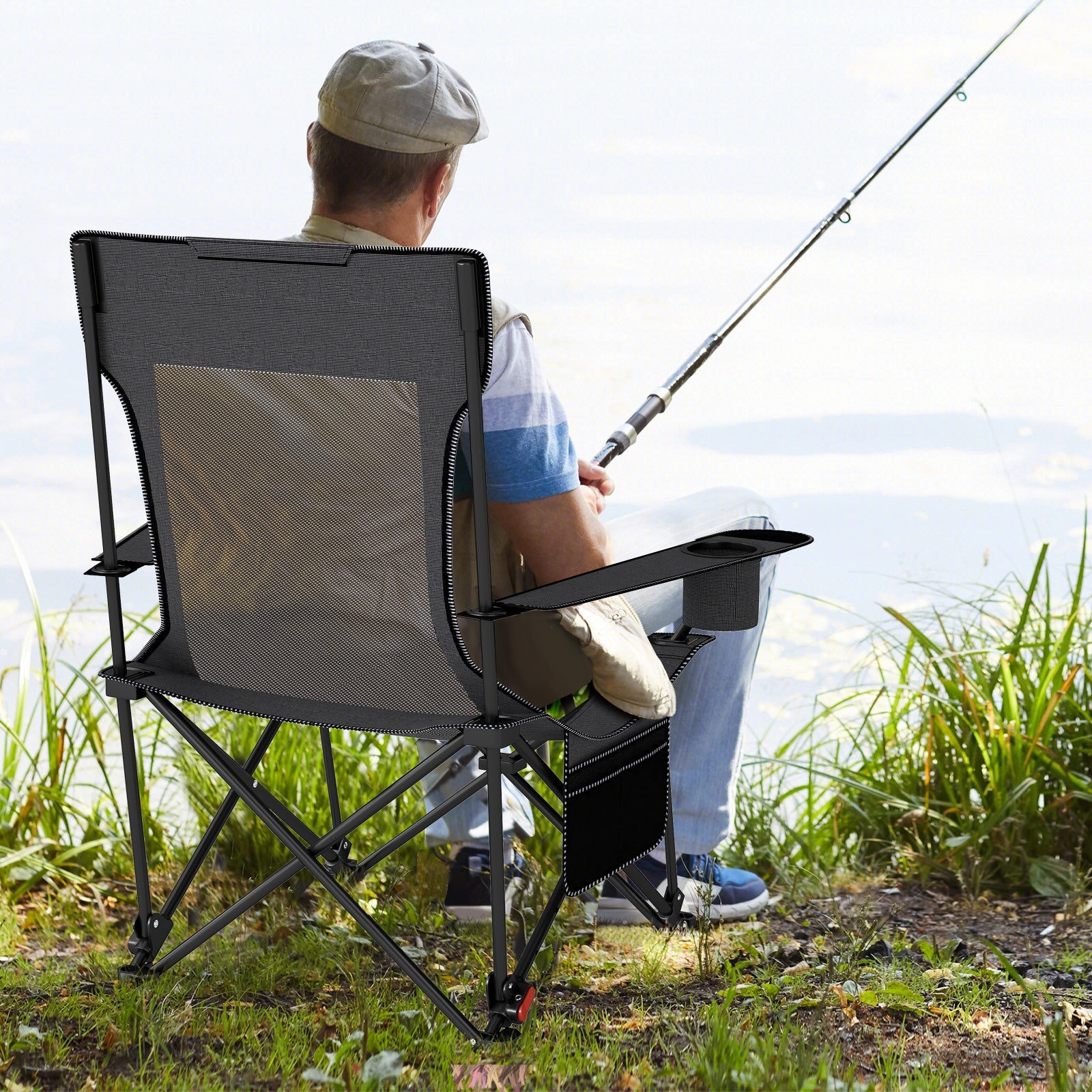 Reclining Camping Chair with Removable Footrest and Adjustable Backrest - Energize Trek