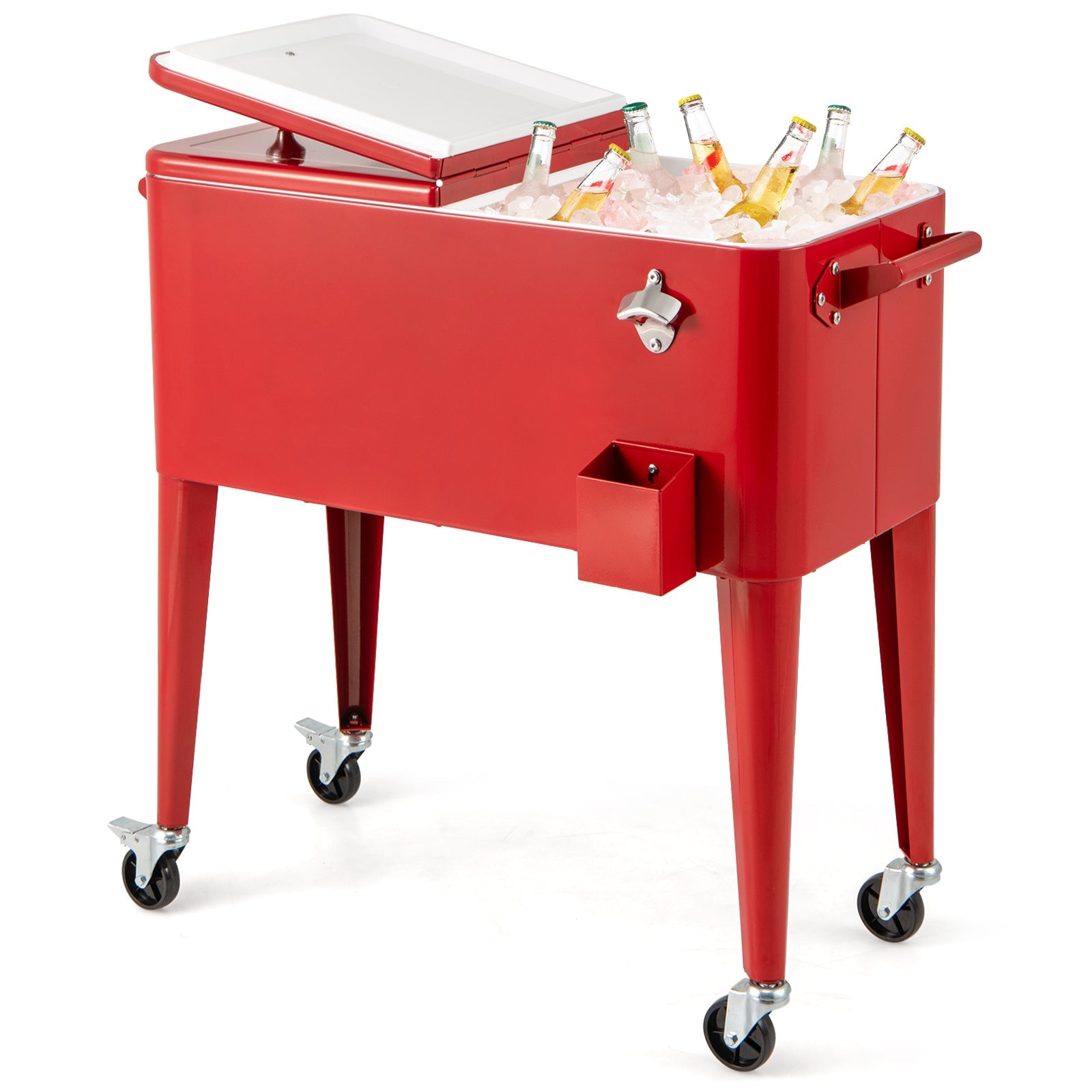 Red Portable Outdoor Patio Cooler Cart - Energize Trek