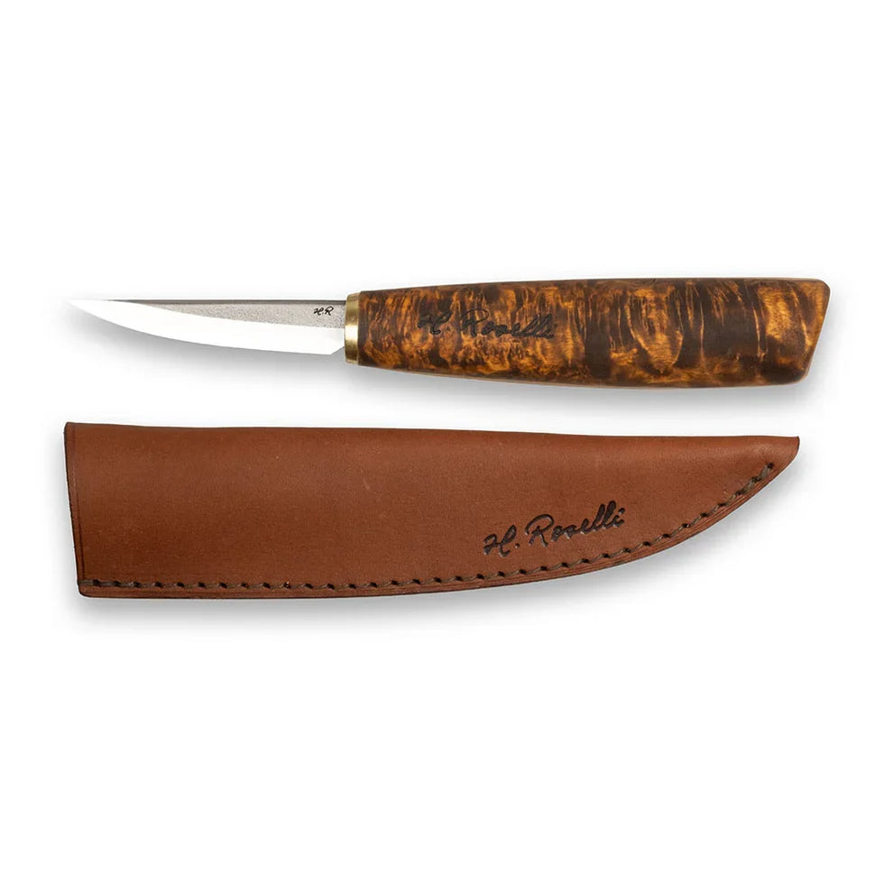 Roselli R113 The Carving Knife (Short Blade) - Stained Curly Birch - Energize Trek